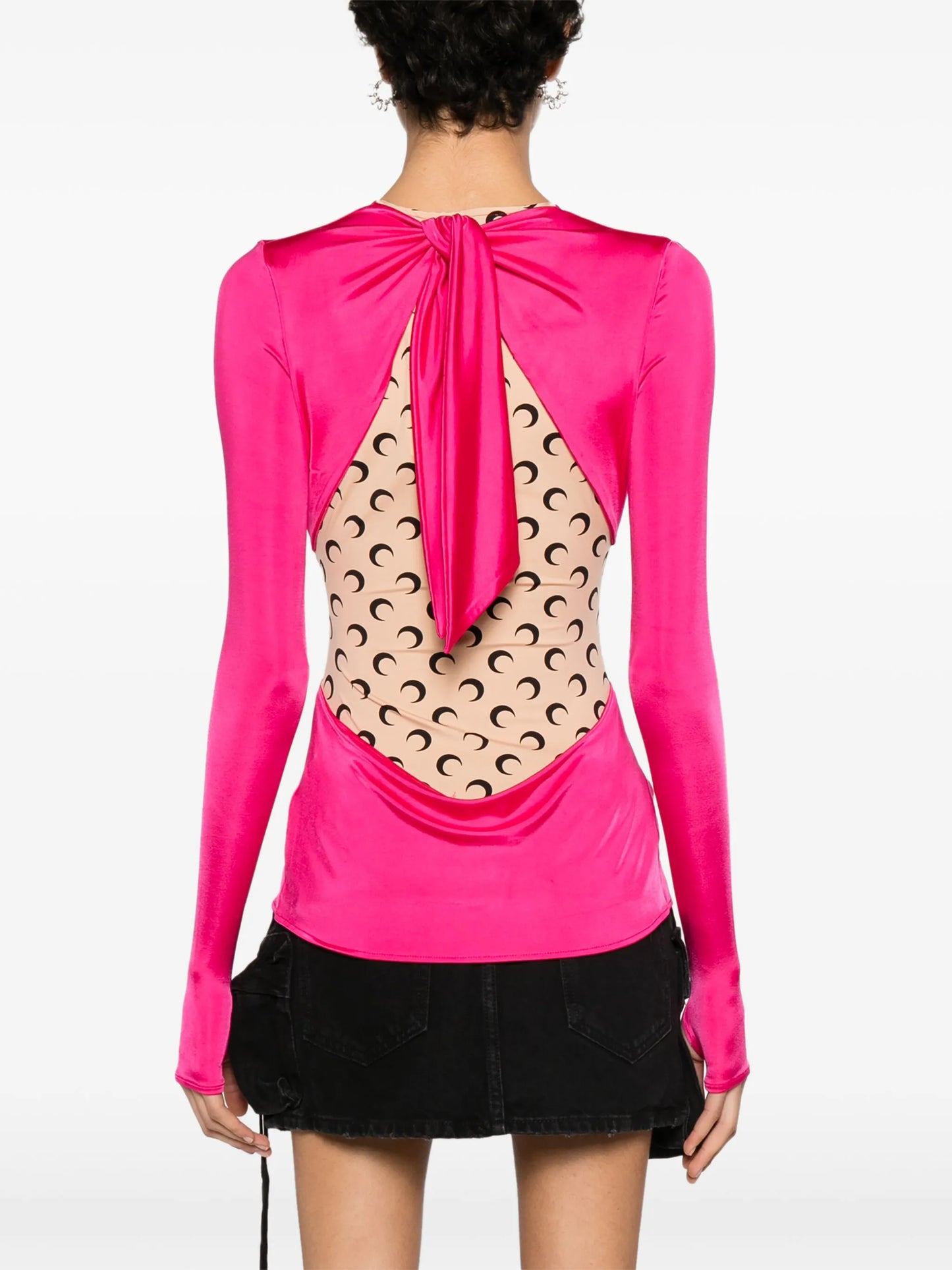 Regenerated draped long-sleeve top