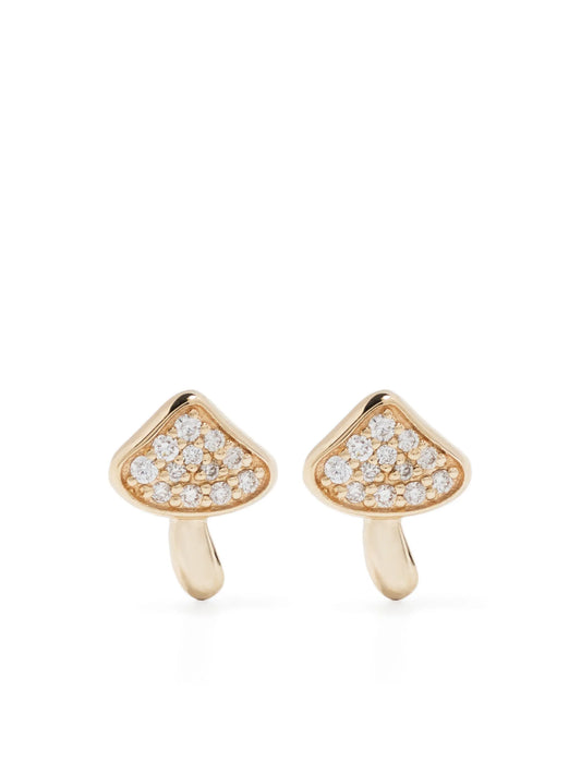 14kt yellow gold Mushroom diamond stud earring