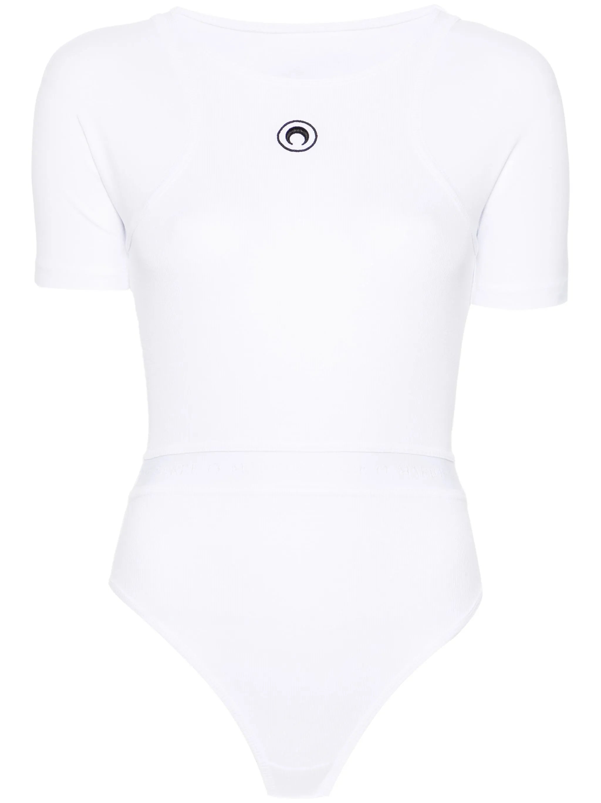 Moon-embroidered ribbed body