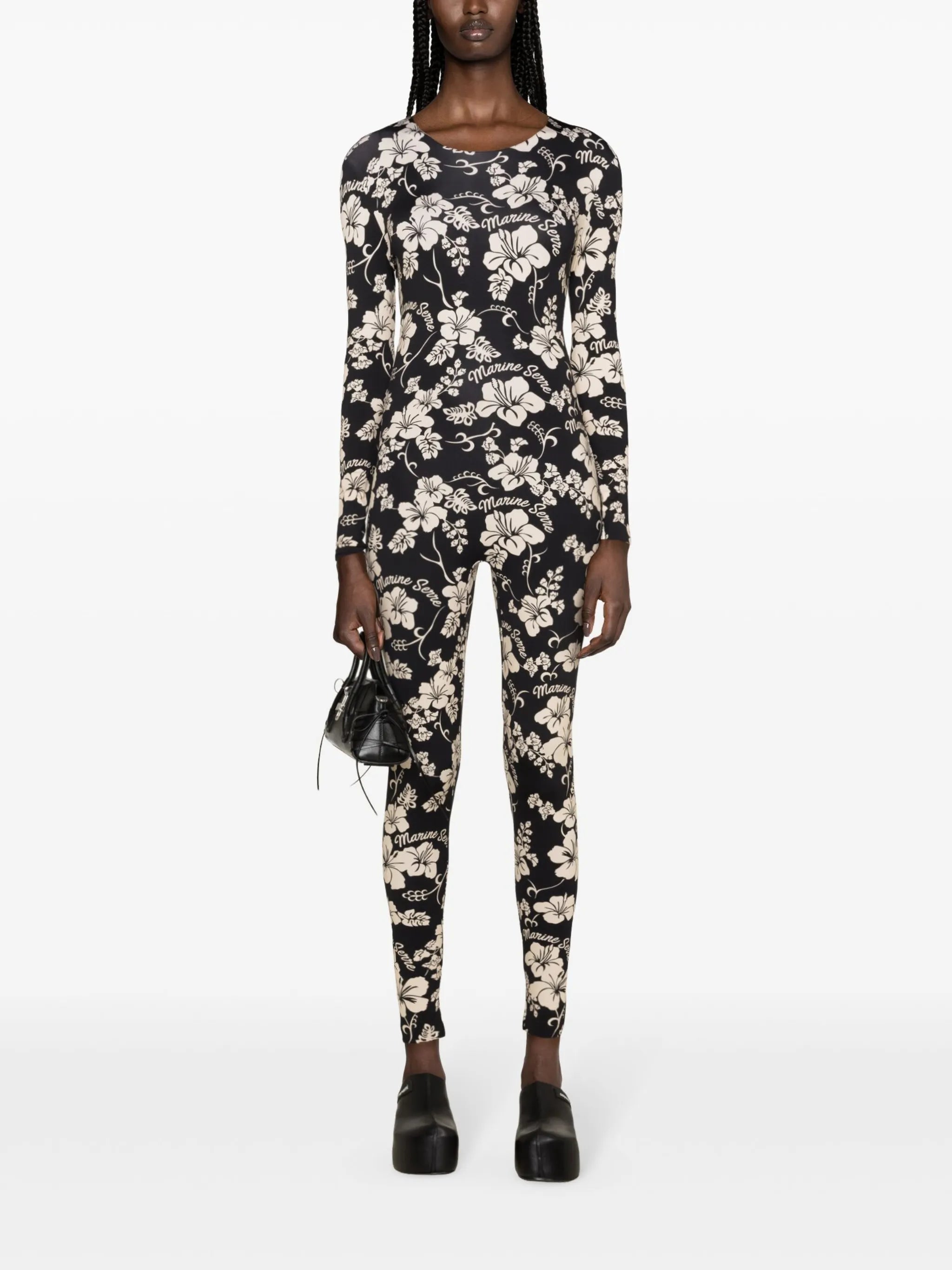 Regenerated floral-print catsuit