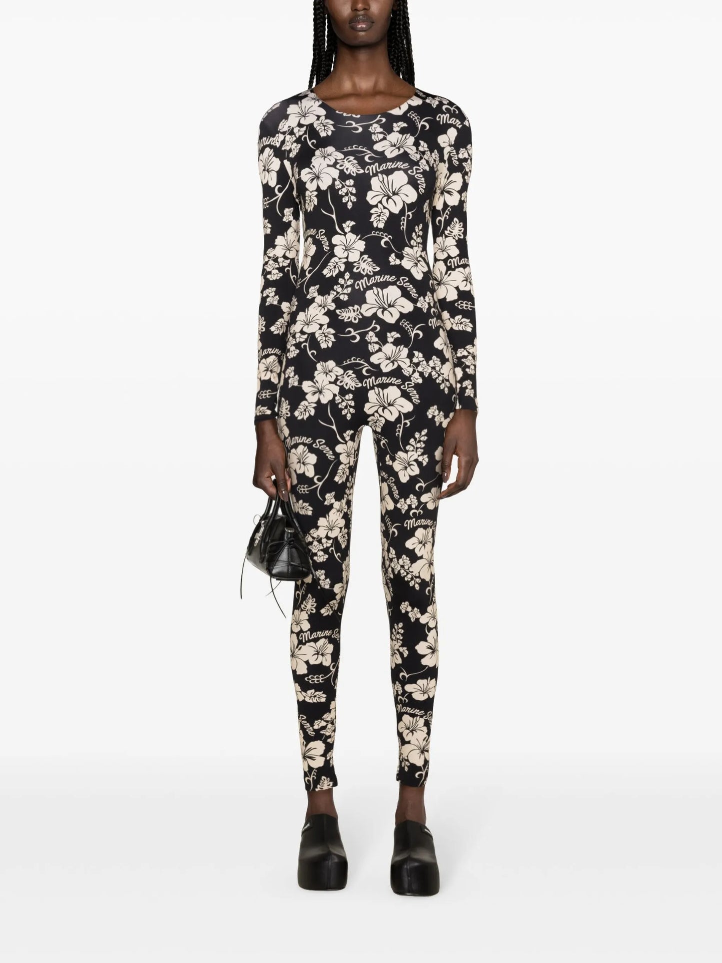 Regenerated floral-print catsuit