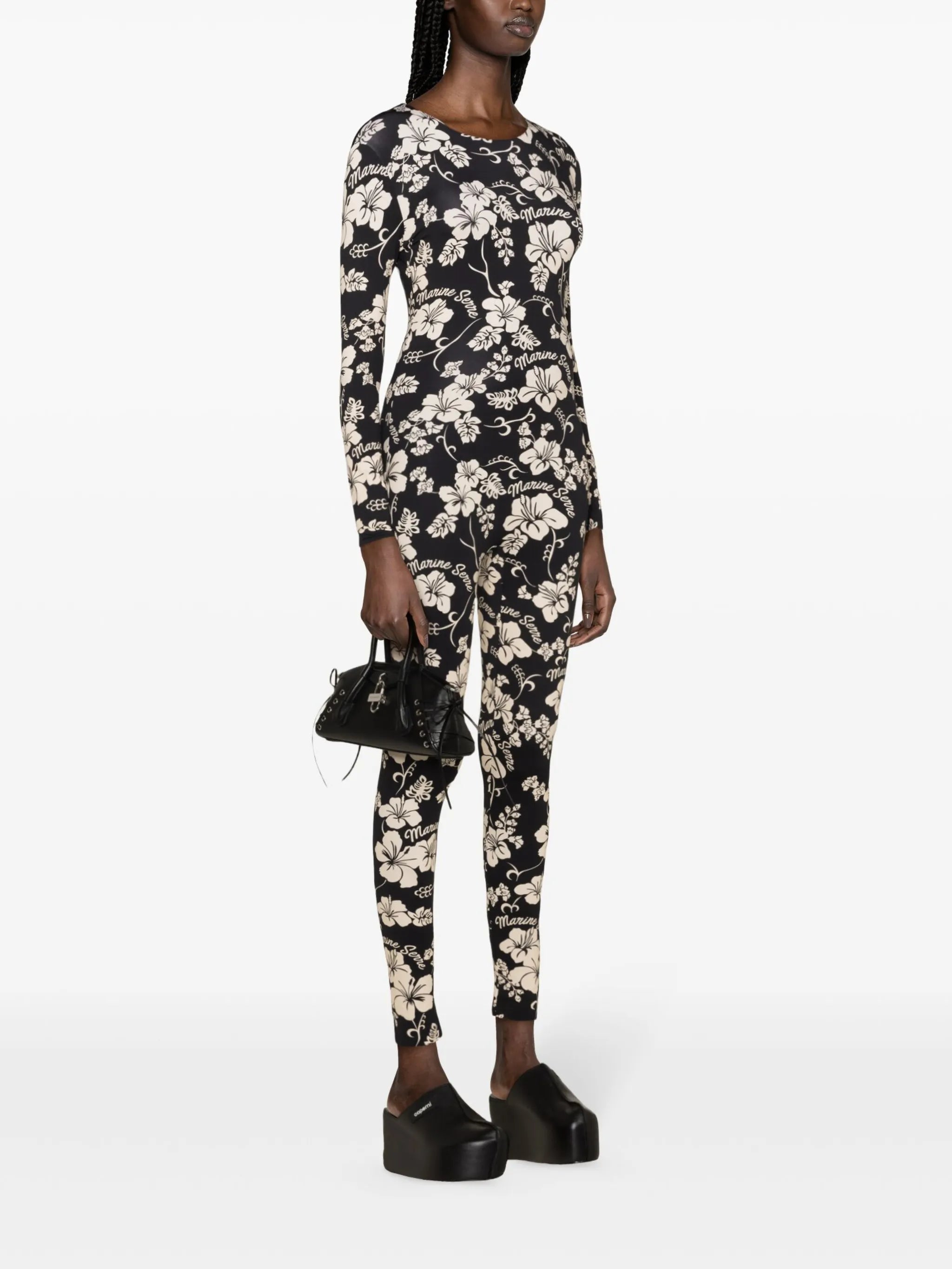 Regenerated floral-print catsuit