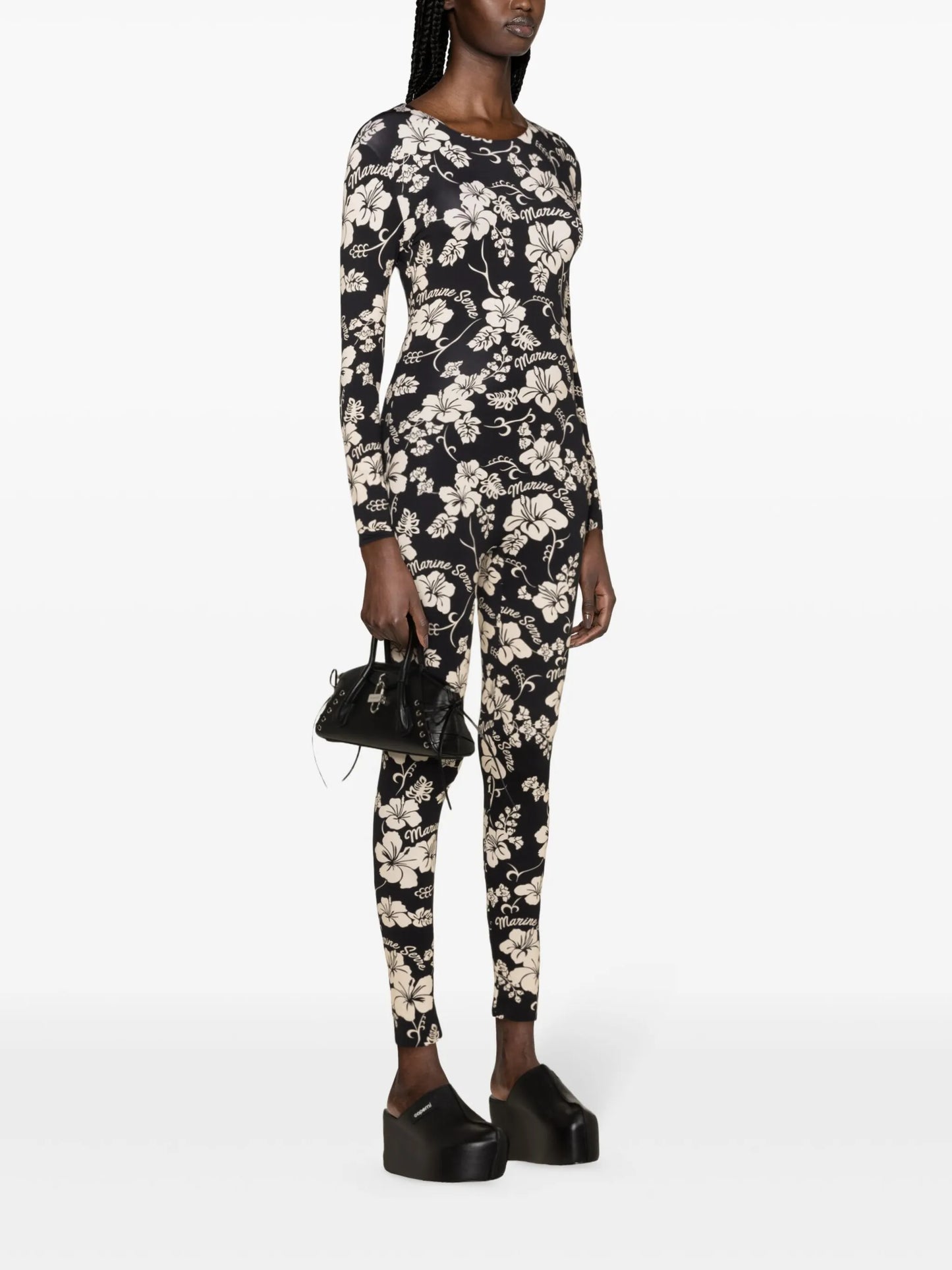 Regenerated floral-print catsuit