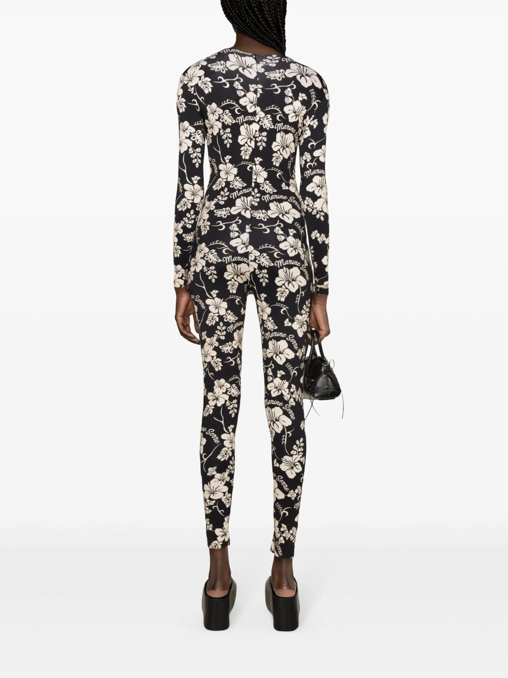 Regenerated floral-print catsuit
