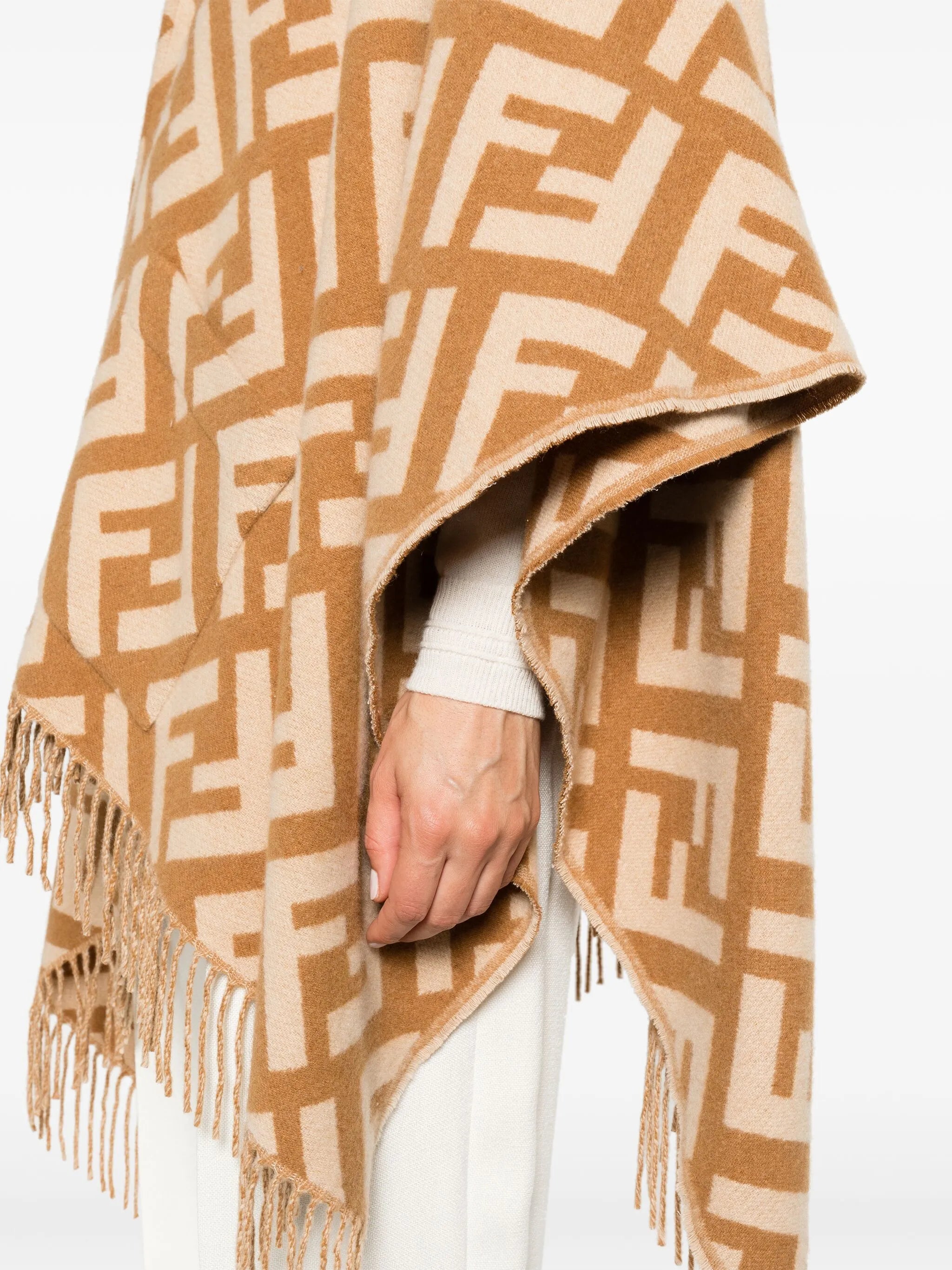 jacquard cashmere poncho