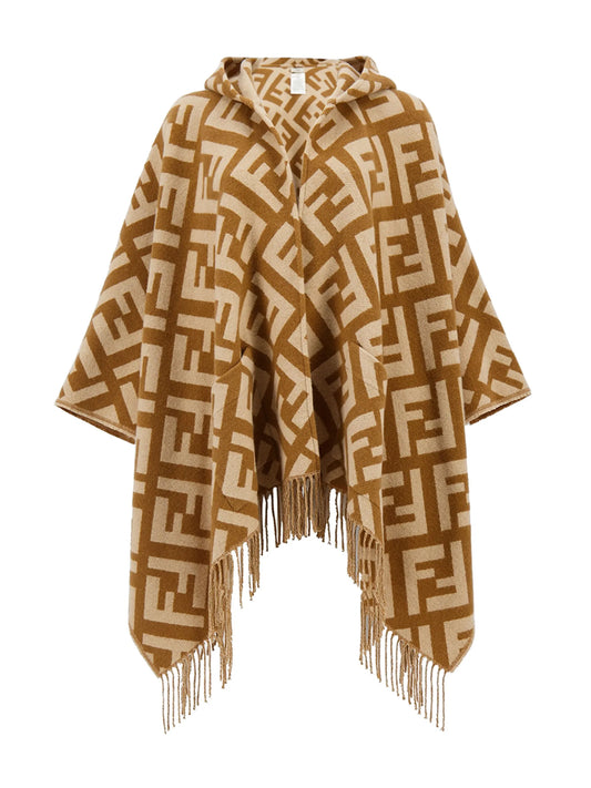 jacquard cashmere poncho