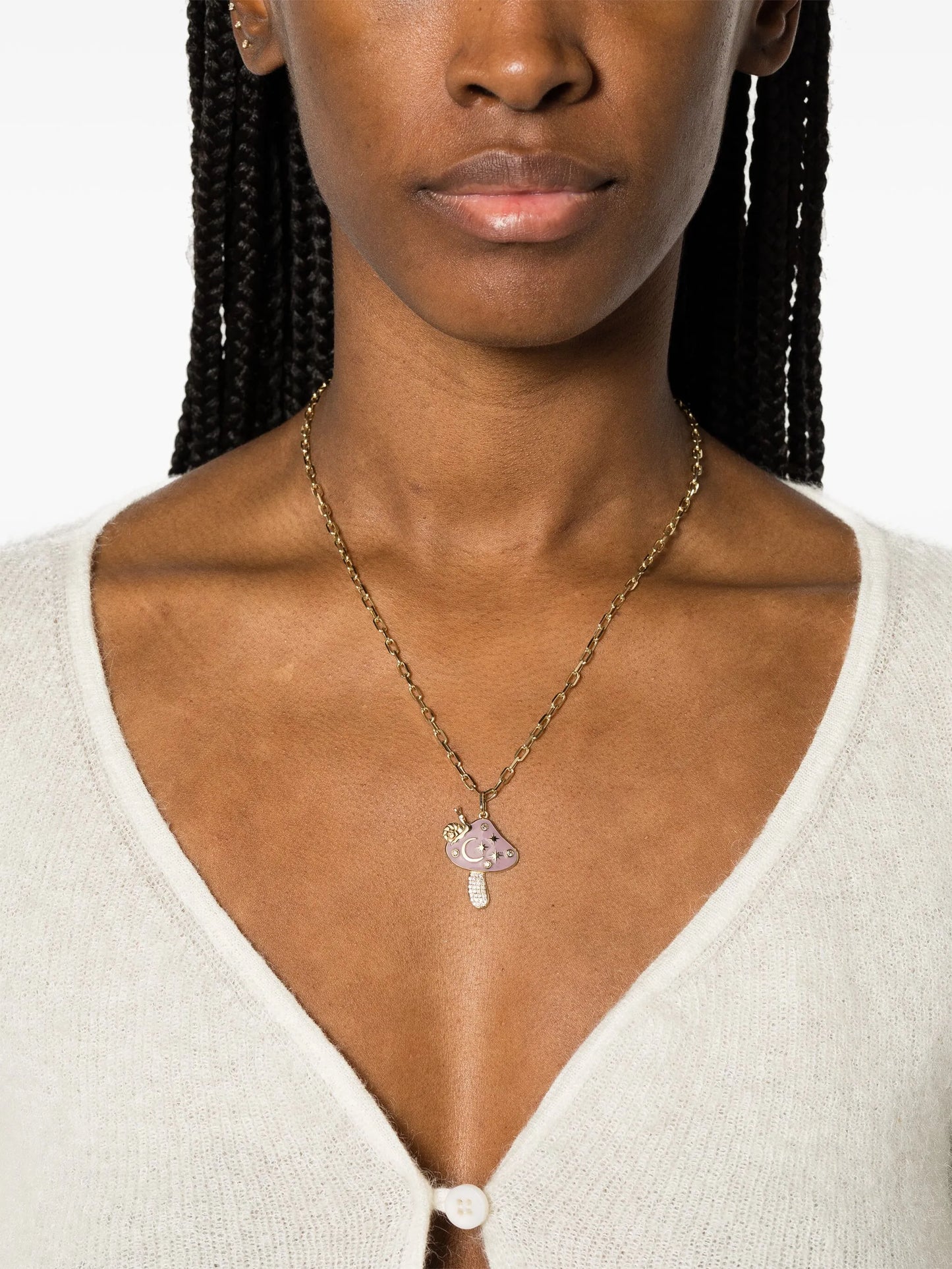 14kt yellow gold Celestial Mushroom pendant necklace