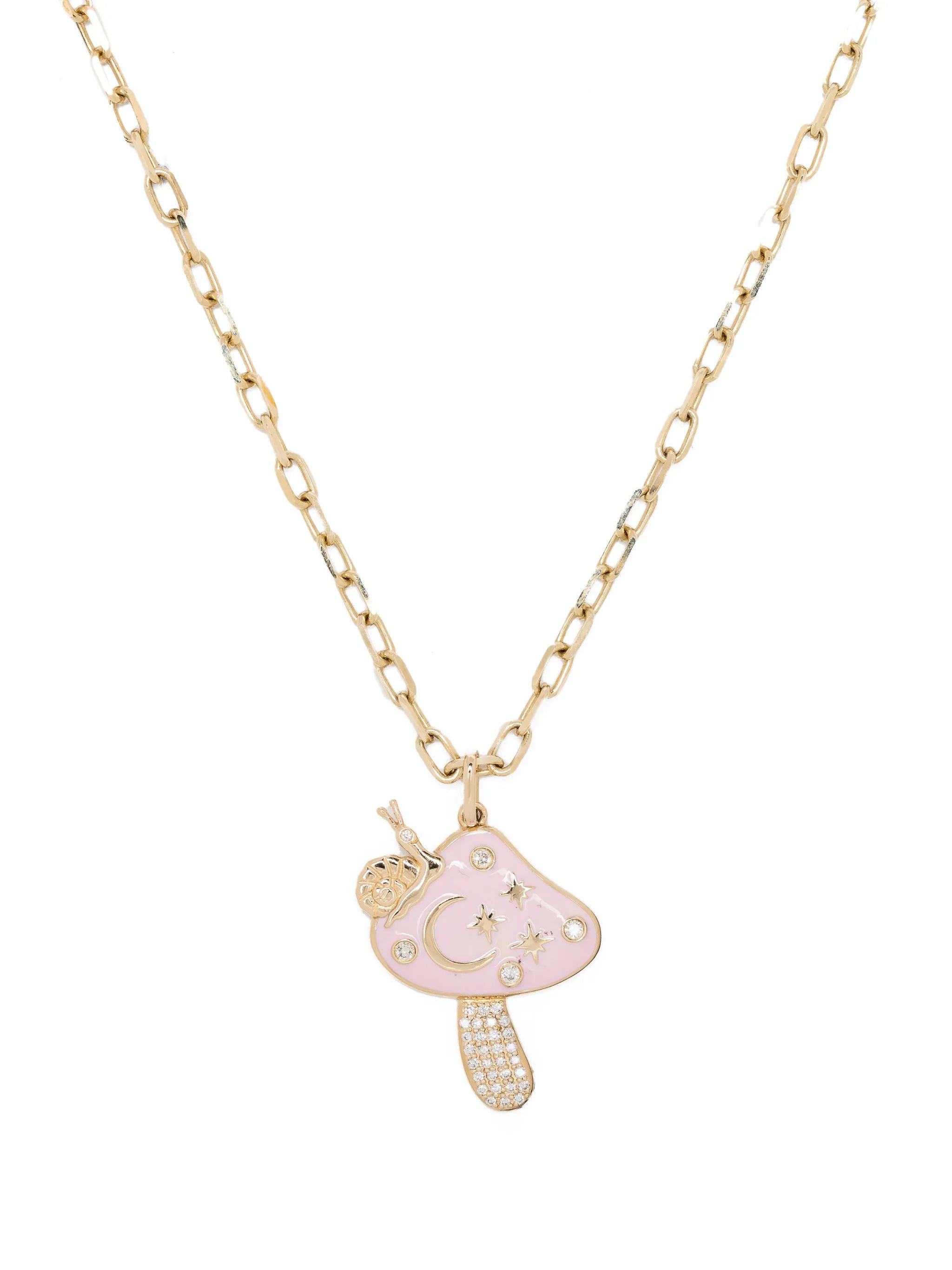 14kt yellow gold Celestial Mushroom pendant necklace