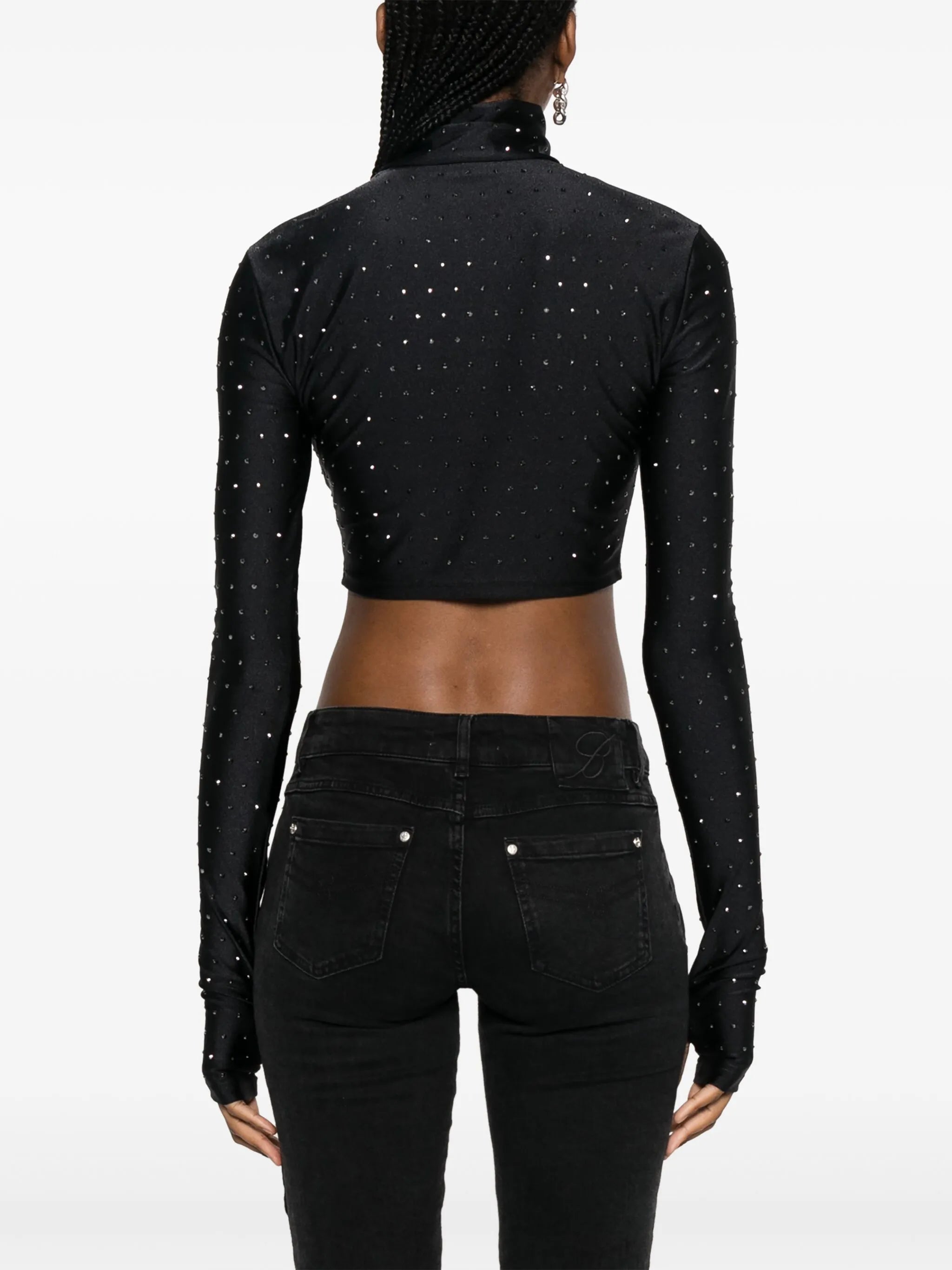 Orchid rhinestone-embellished high-neck top