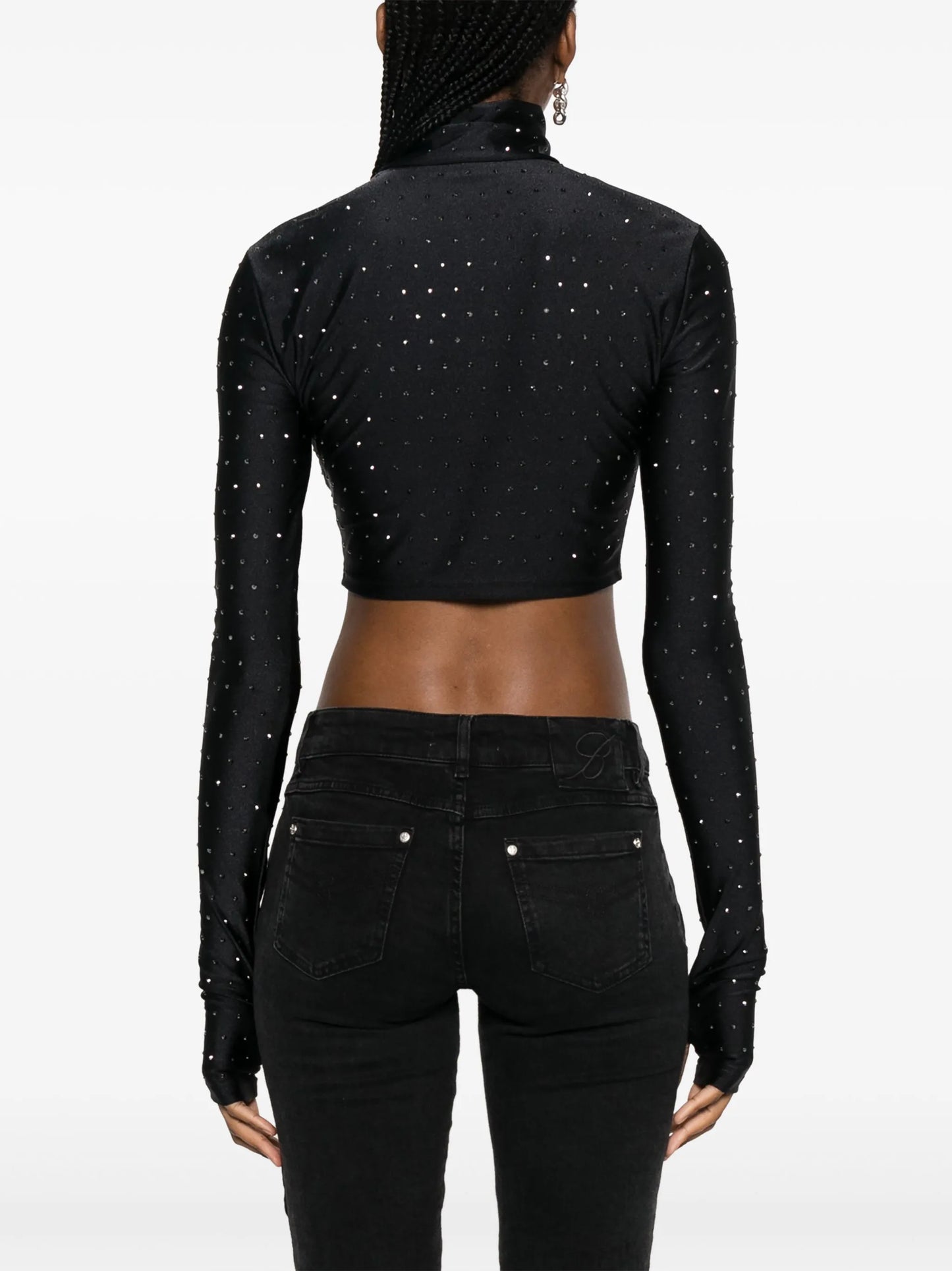 Orchid rhinestone-embellished high-neck top