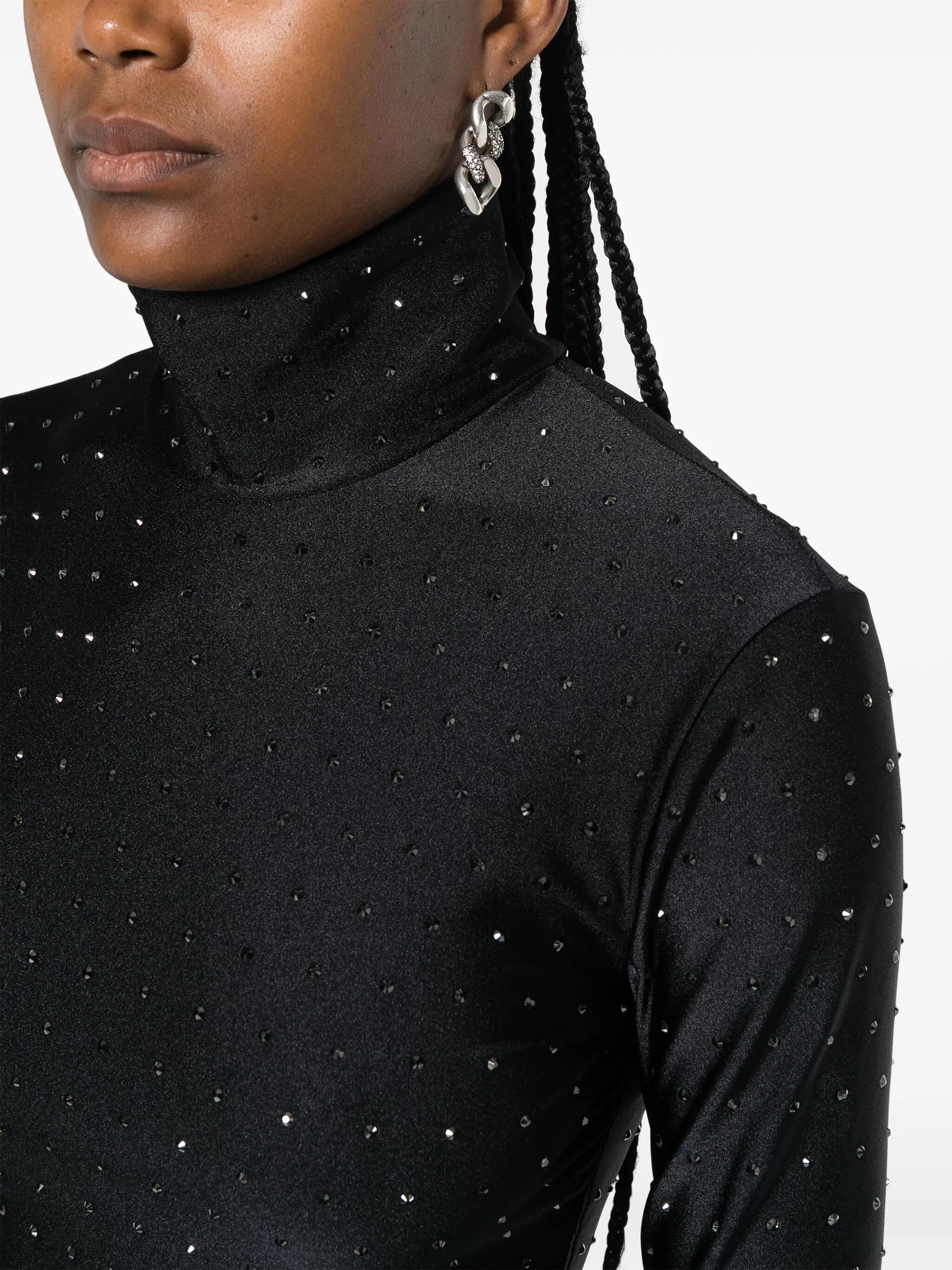 Orchid rhinestone-embellished high-neck top