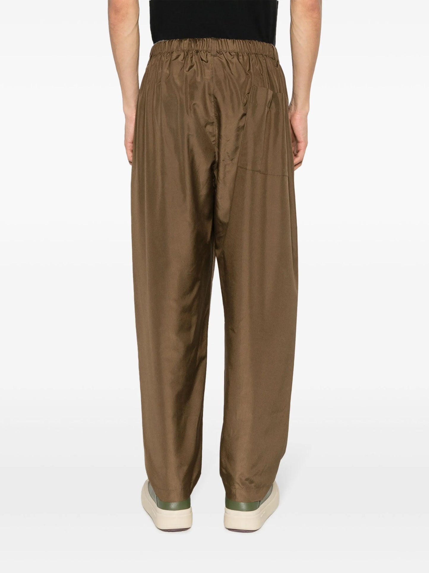 wide-leg silk trousers