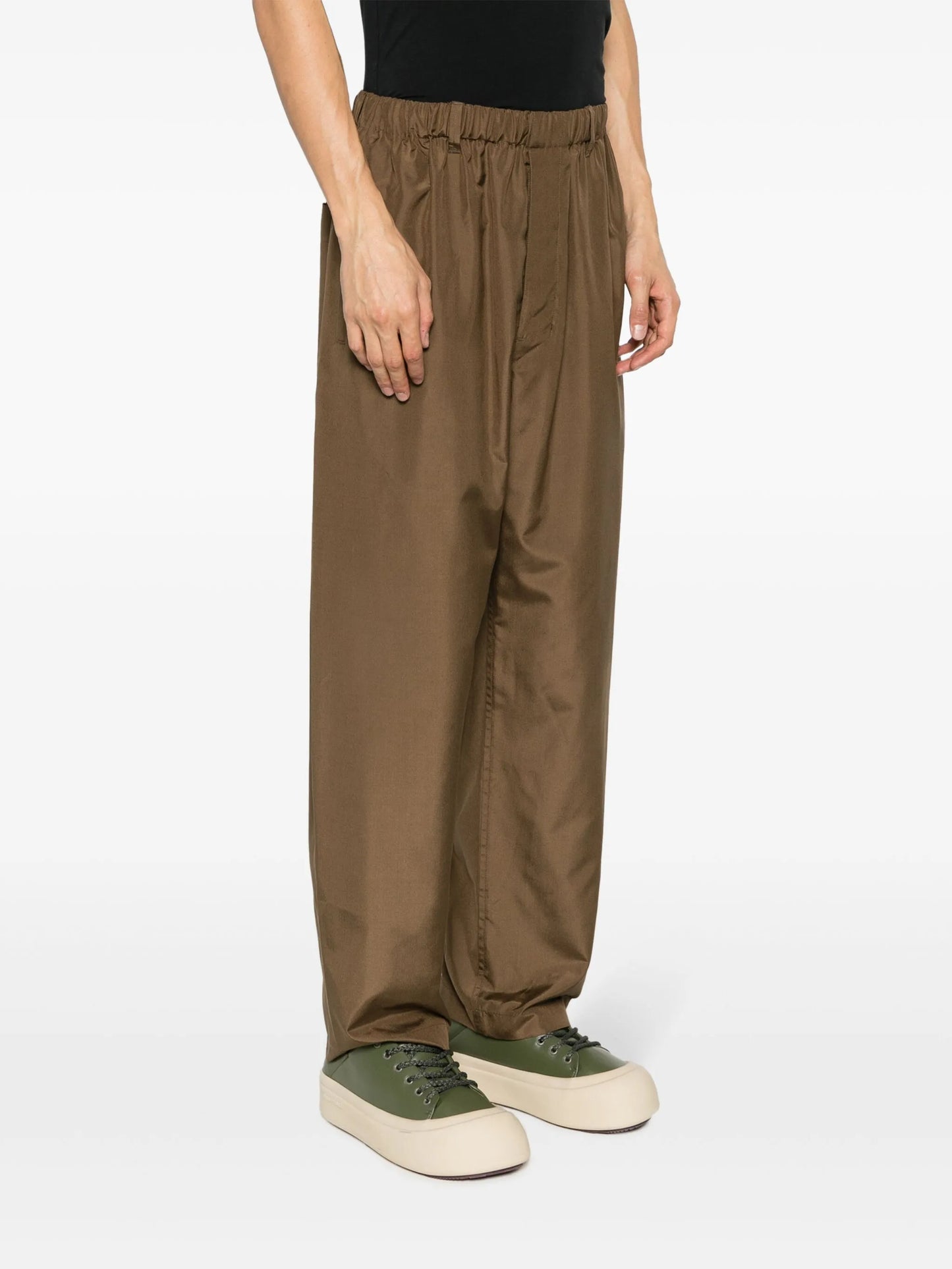 wide-leg silk trousers