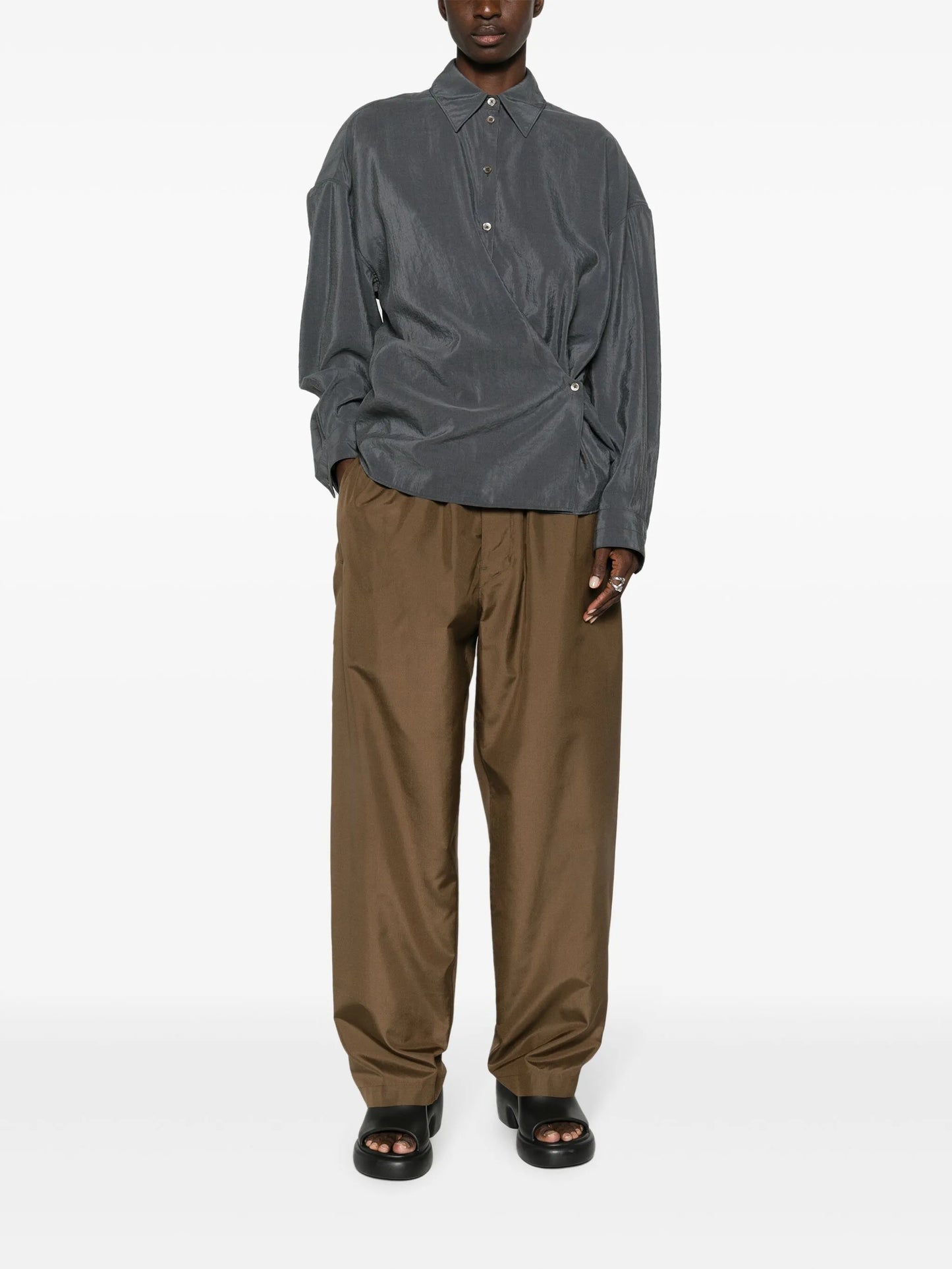 wide-leg silk trousers
