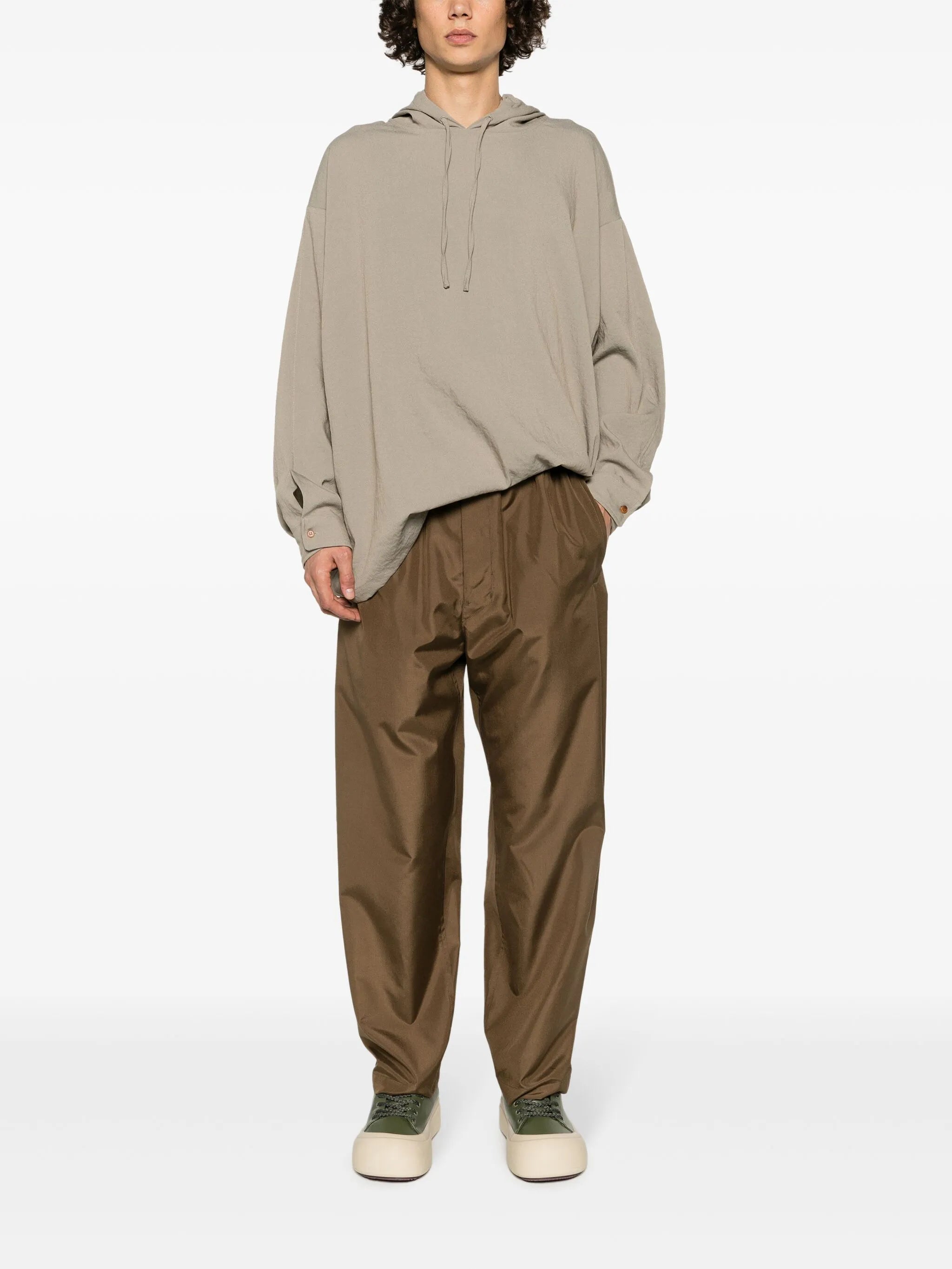wide-leg silk trousers