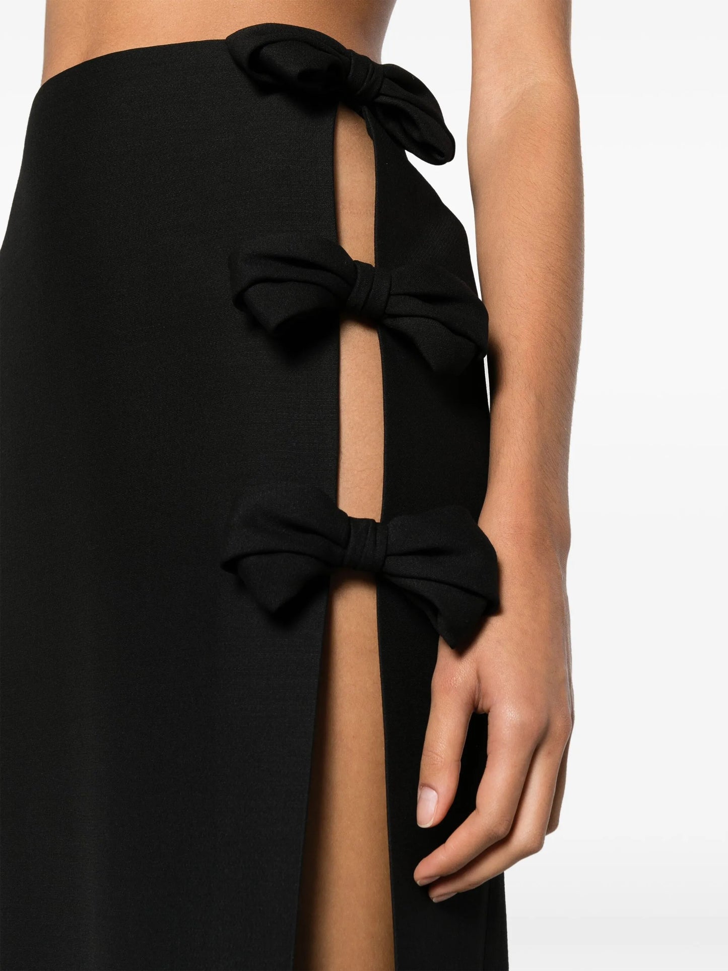 bow-detail crepe maxi skirt