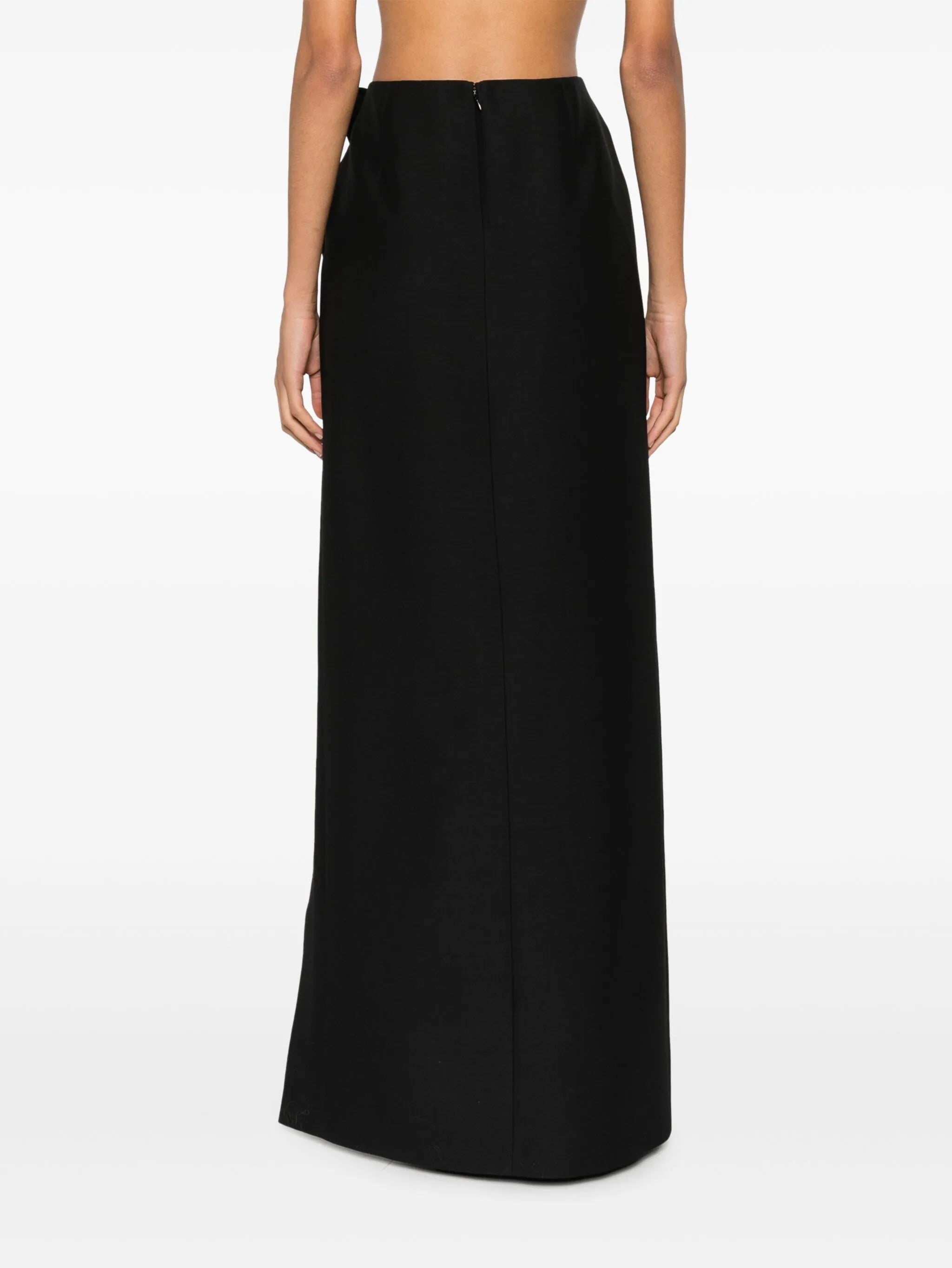 bow-detail crepe maxi skirt