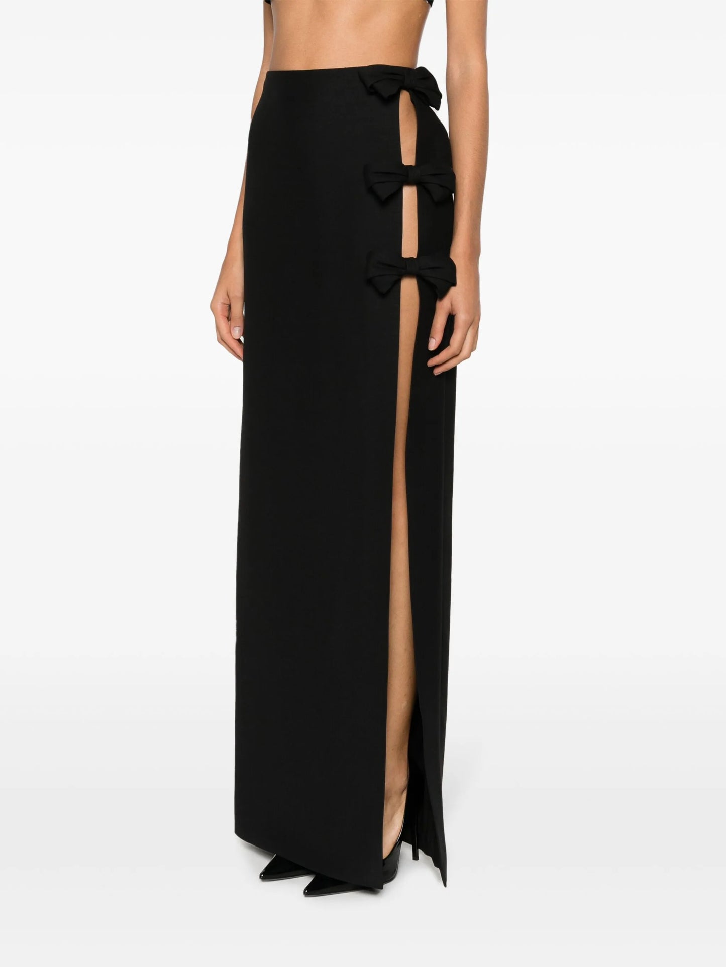 bow-detail crepe maxi skirt