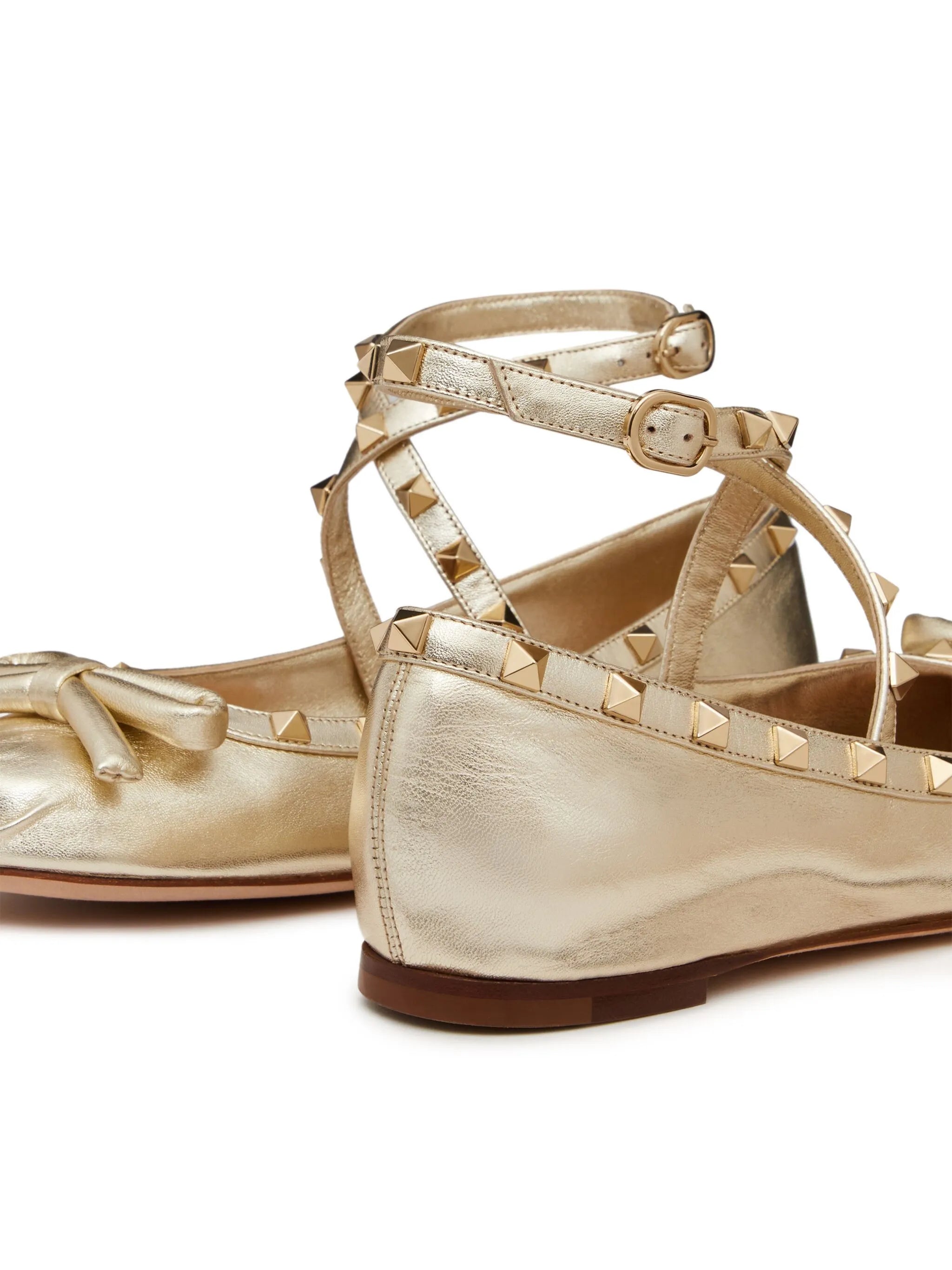 Rockstud leather ballerina shoes