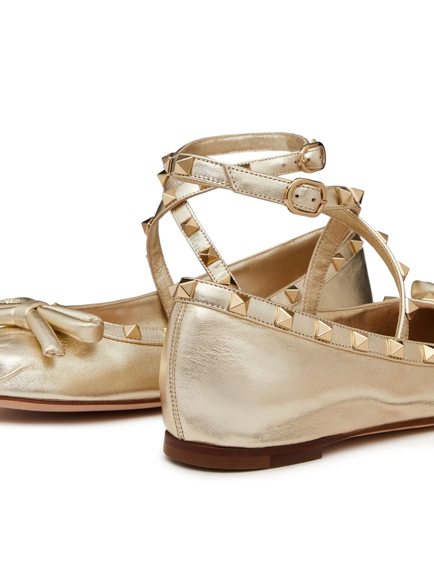 Rockstud leather ballerina shoes