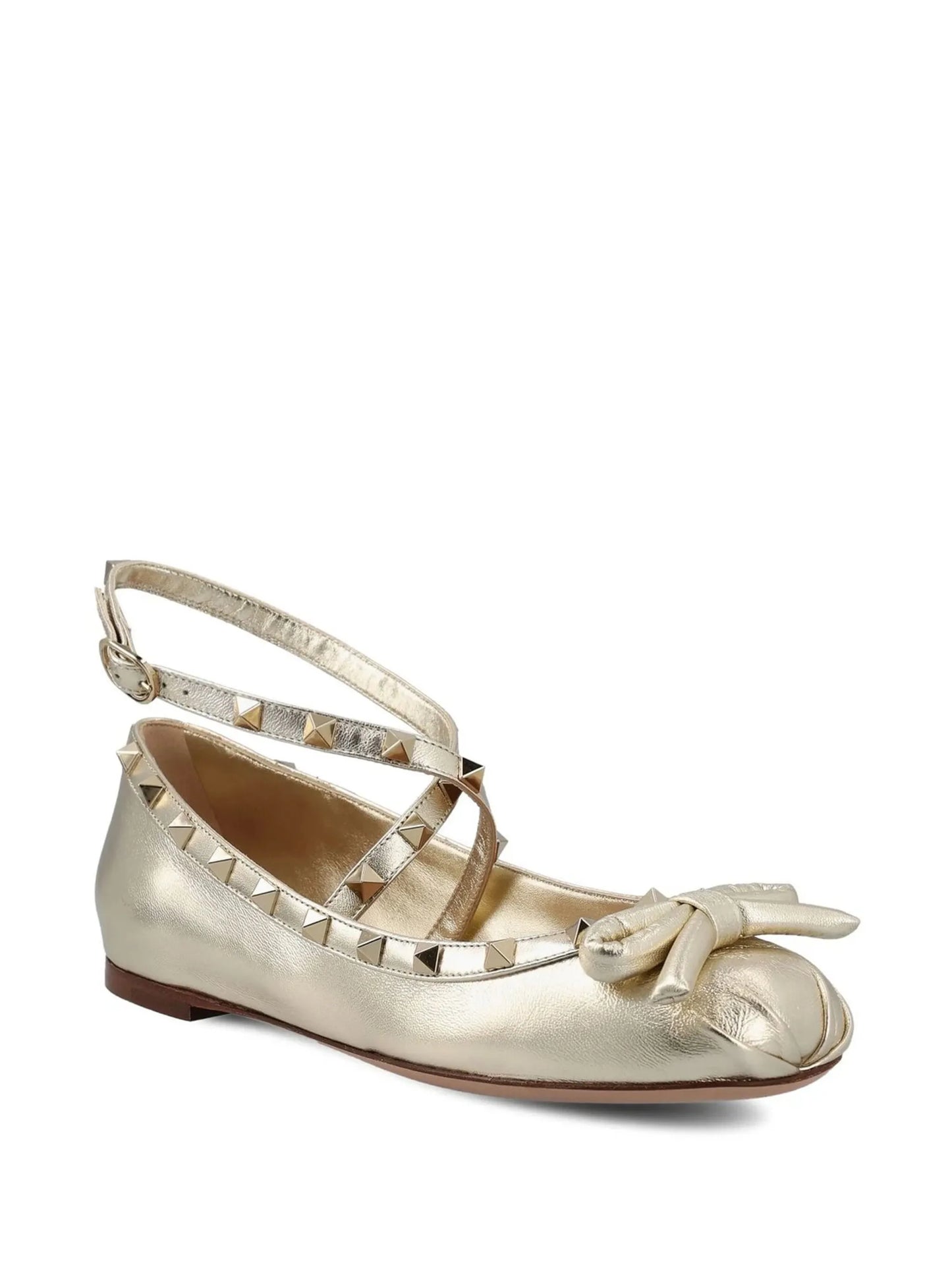 Rockstud leather ballerina shoes