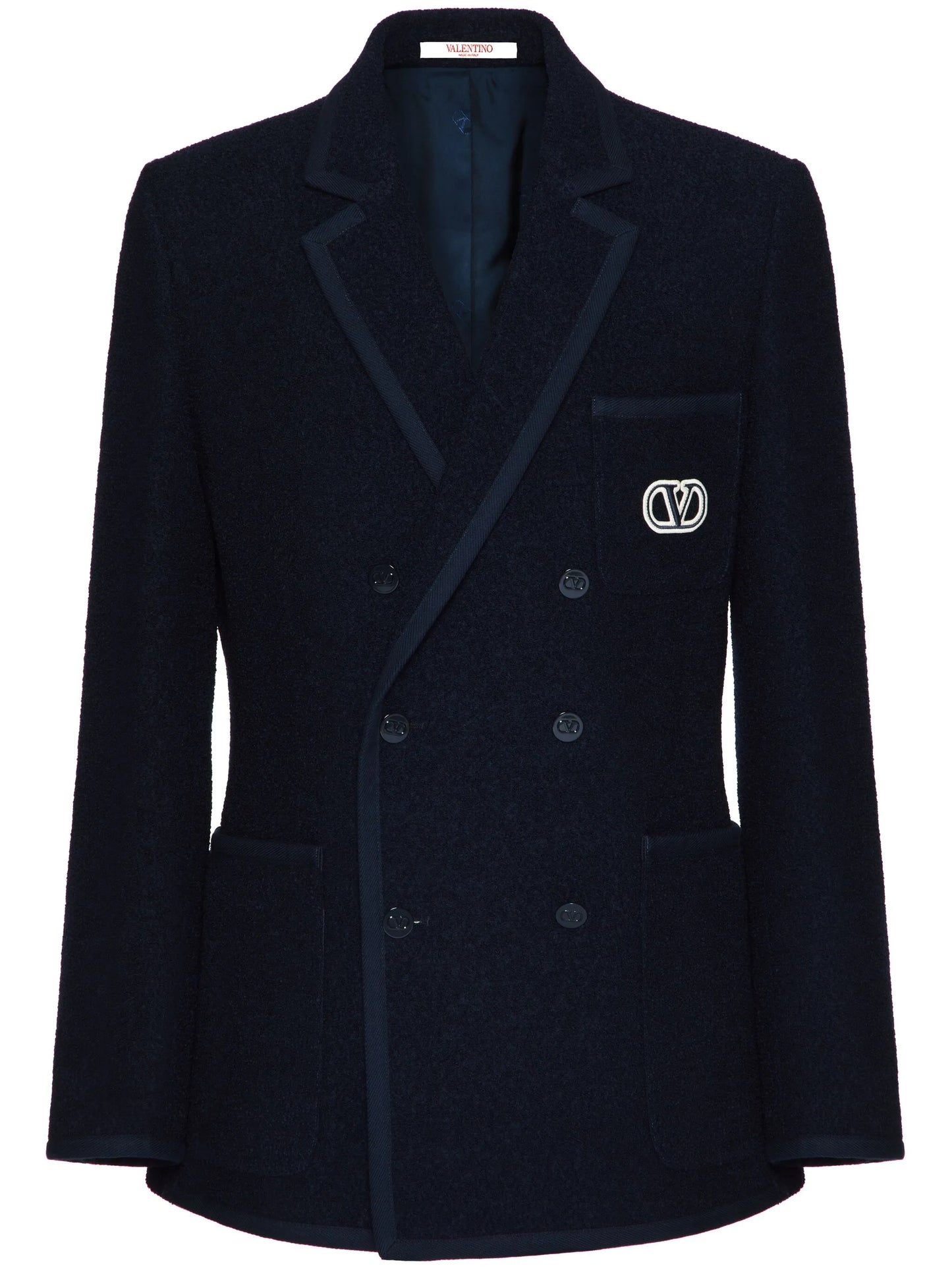 VLogo Signature double-breasted bouclé blazer