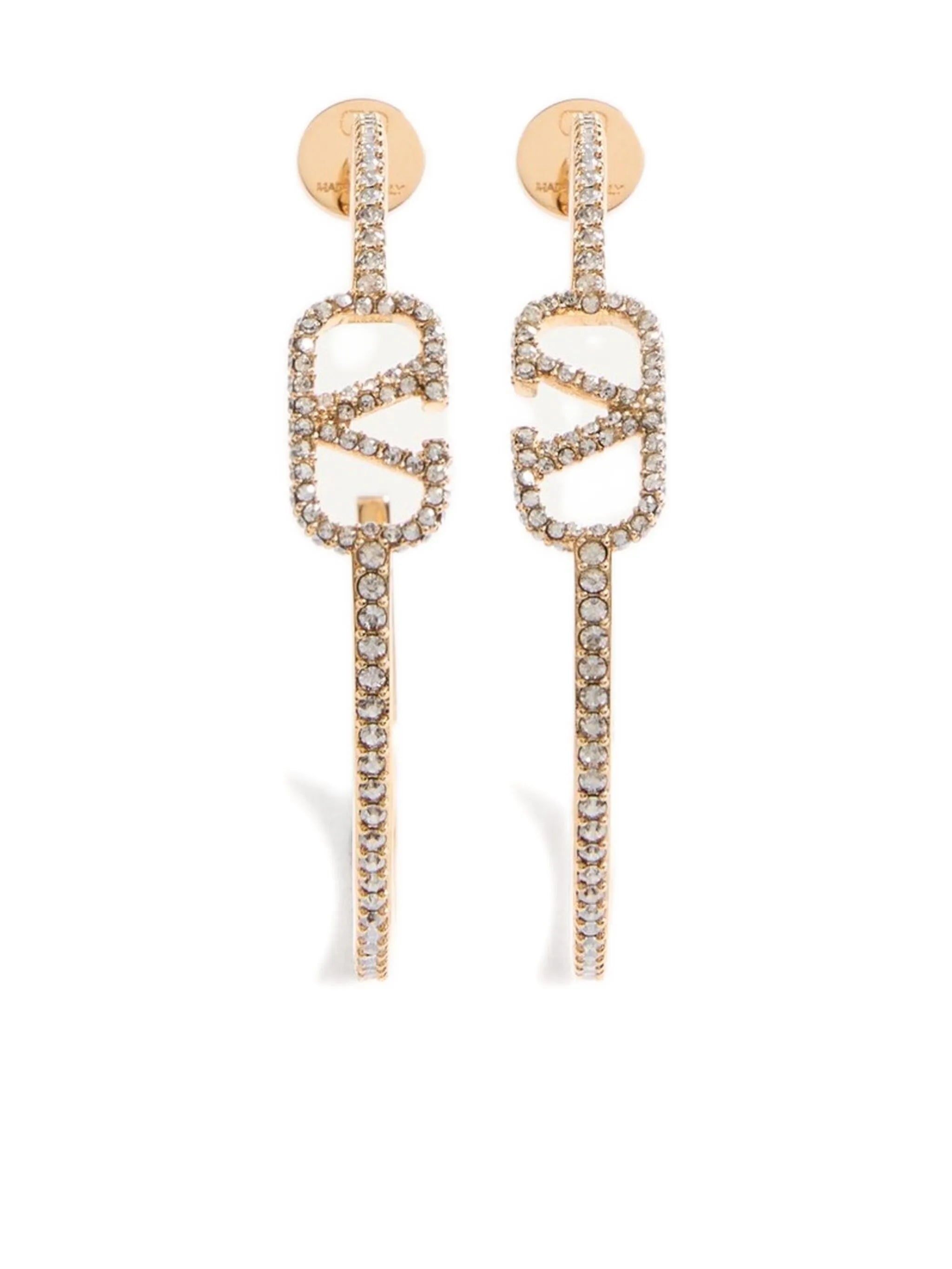 VLogo Signature crystal hoop earrings
