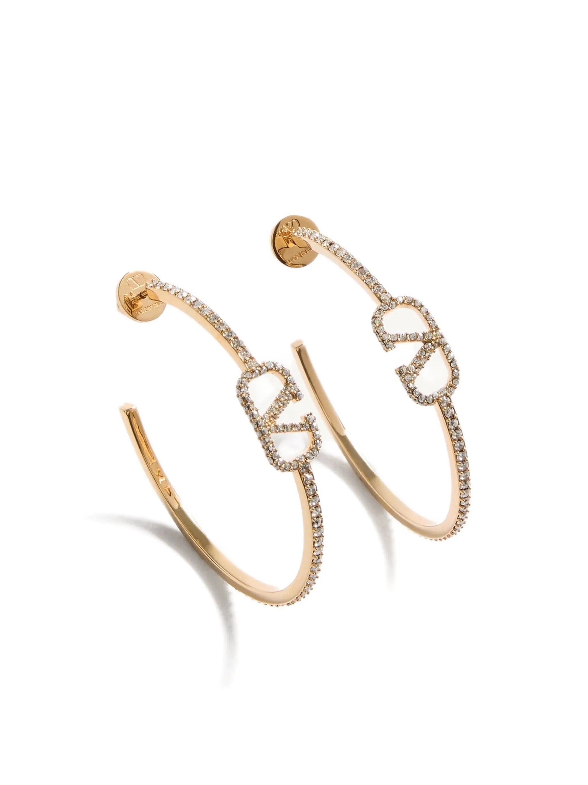 VLogo Signature crystal hoop earrings