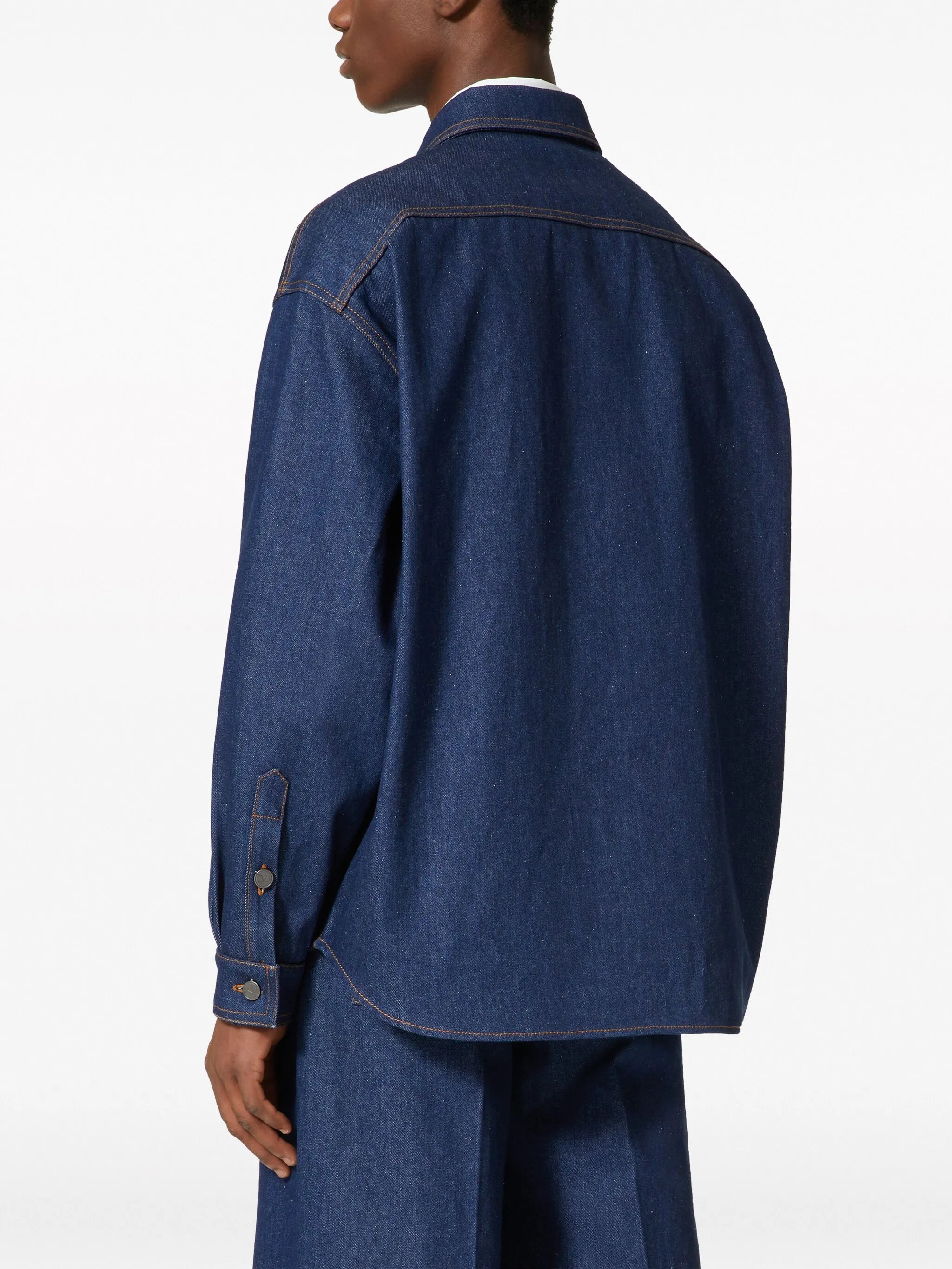logo-appliqué denim shirt