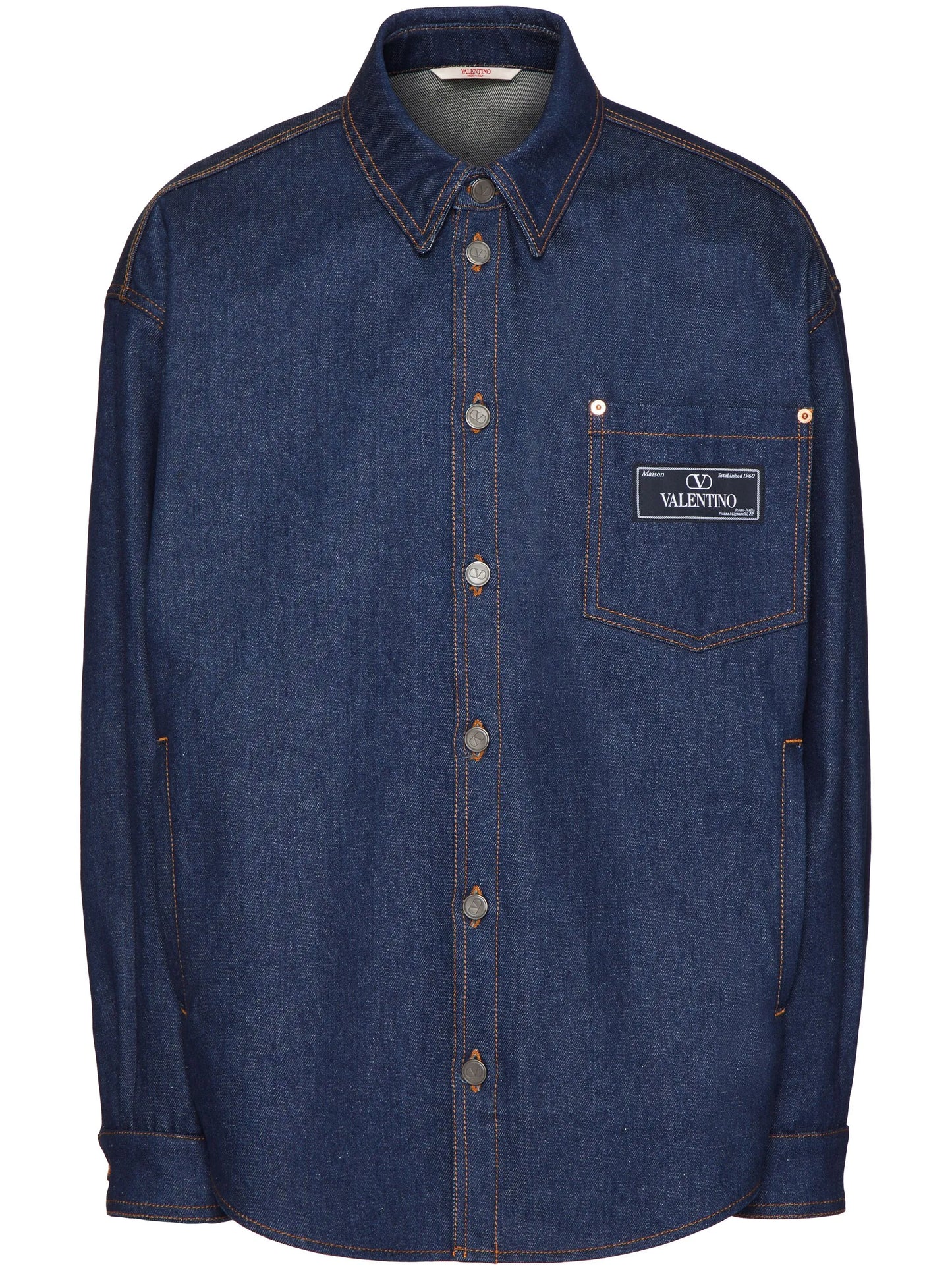logo-appliqué denim shirt