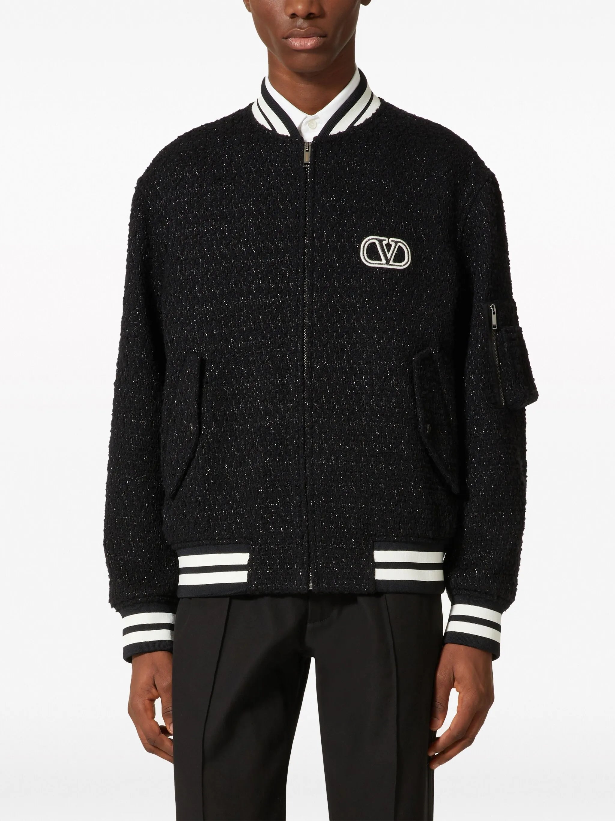 VLogo Signature tweed bomber jacket