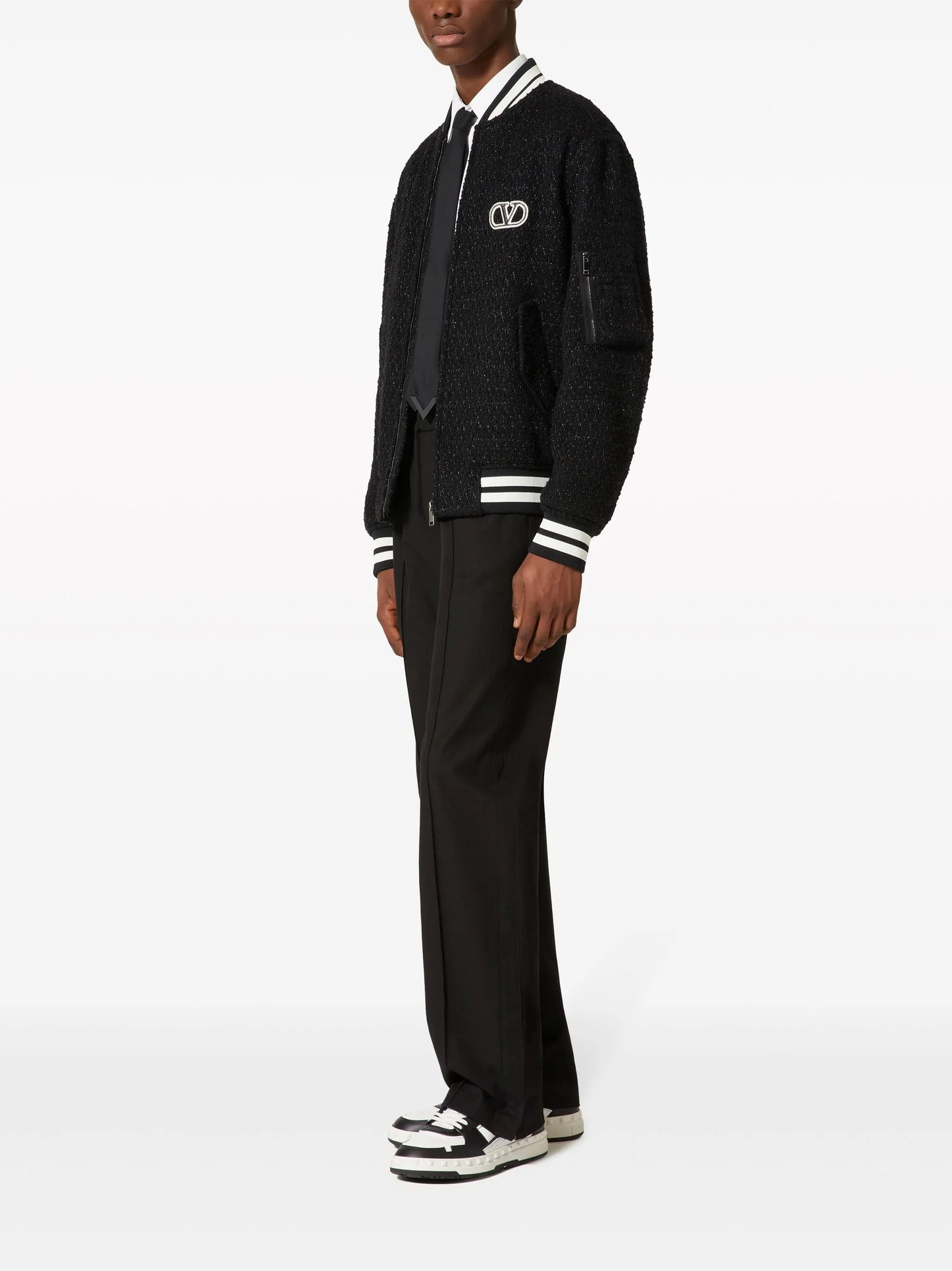 VLogo Signature tweed bomber jacket