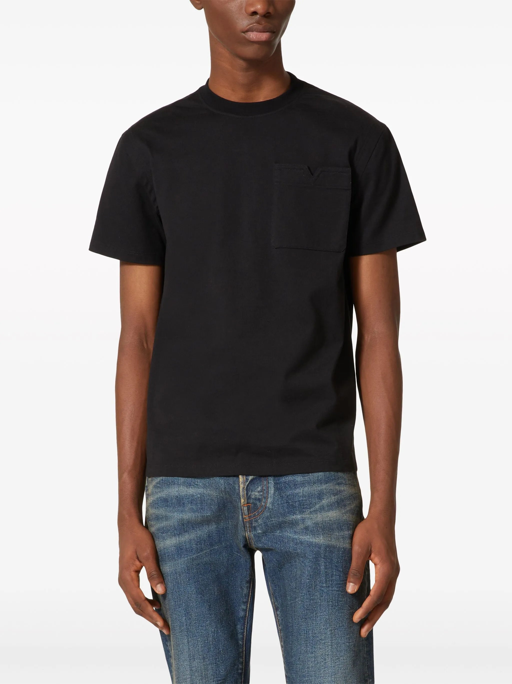 V-detail cotton T-shirt