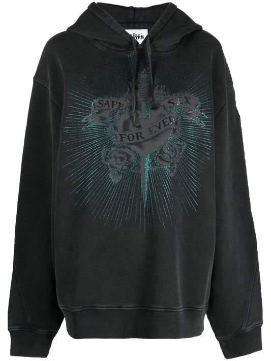crystal-embellished cotton hoodie