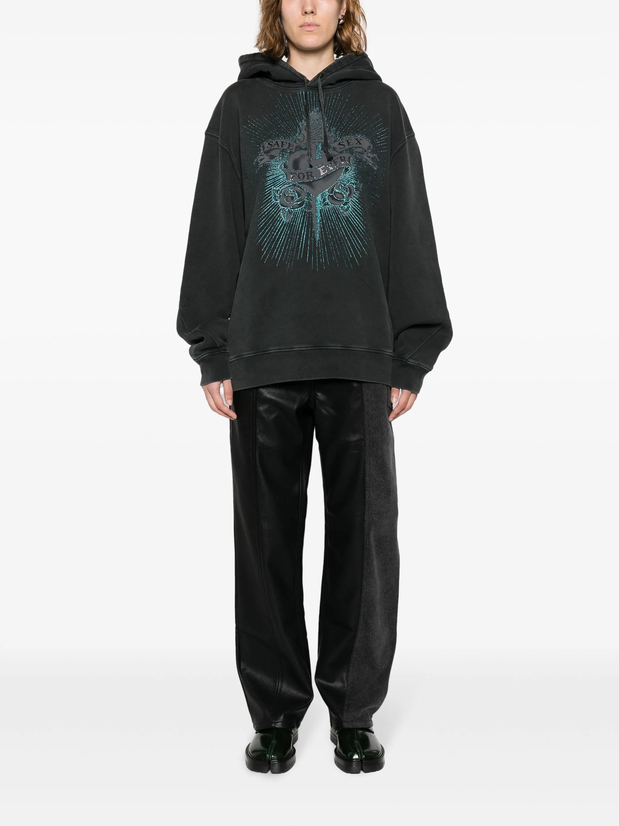 crystal-embellished cotton hoodie