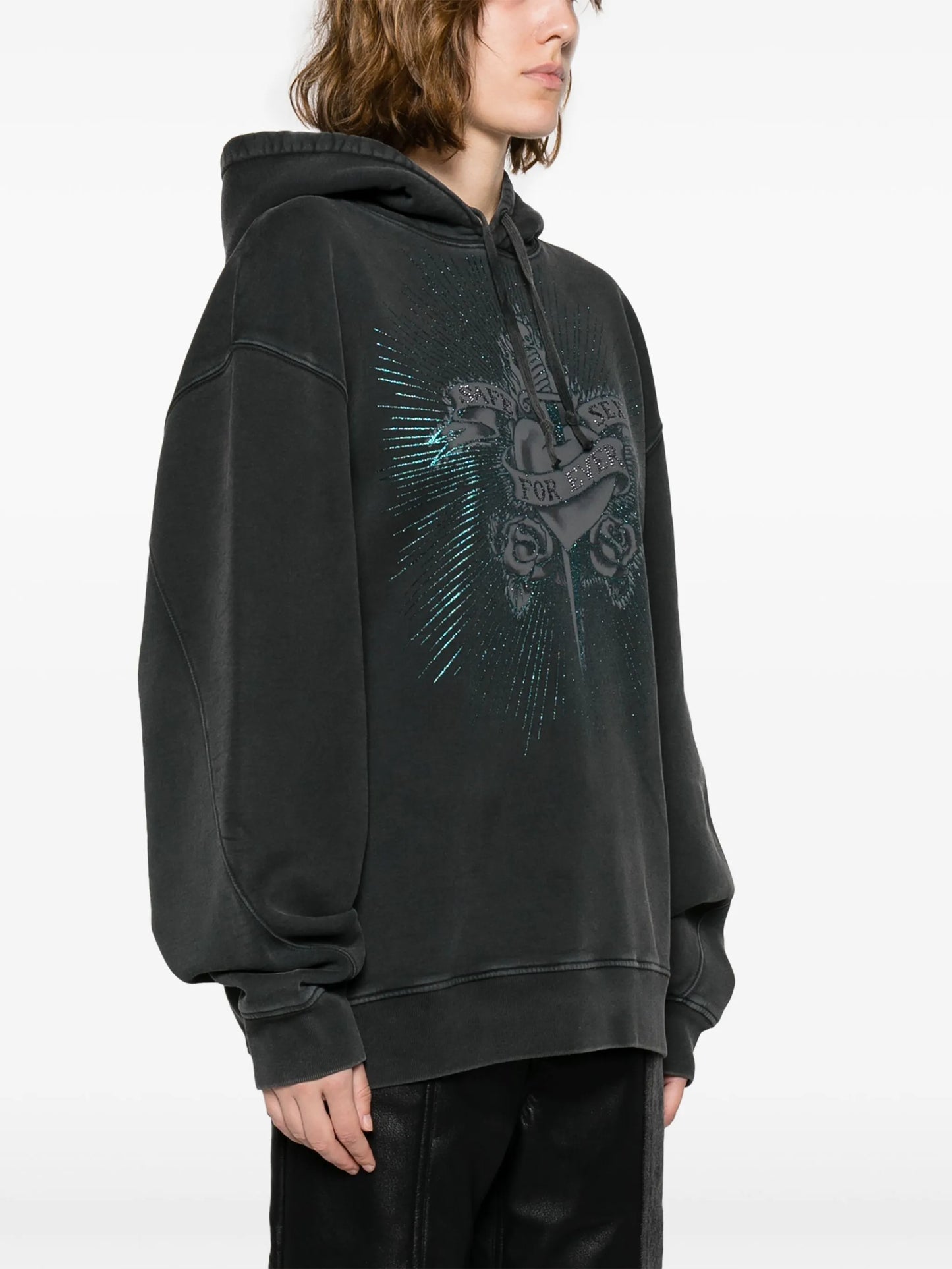 crystal-embellished cotton hoodie