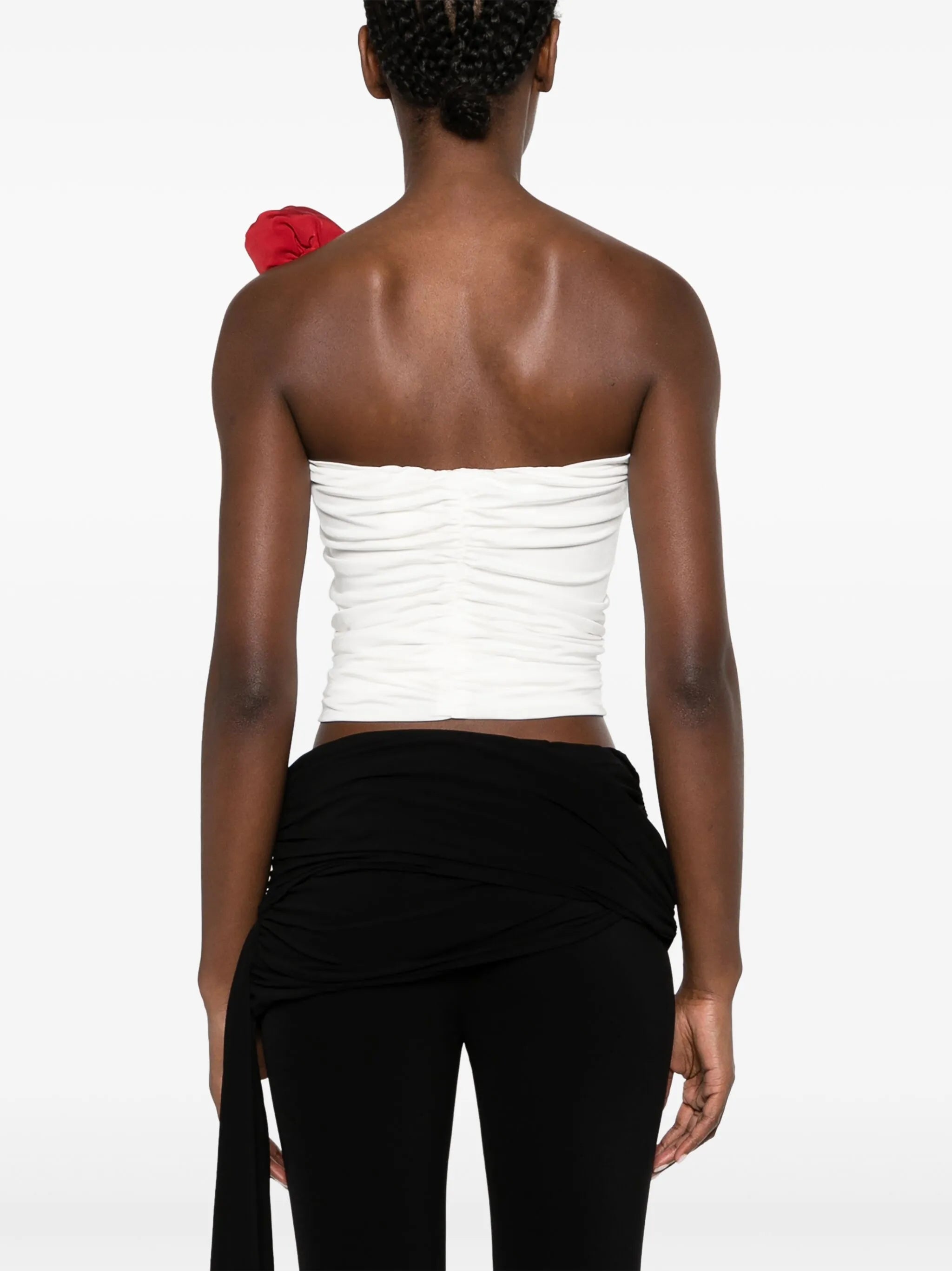 rose-appliqué gathered top