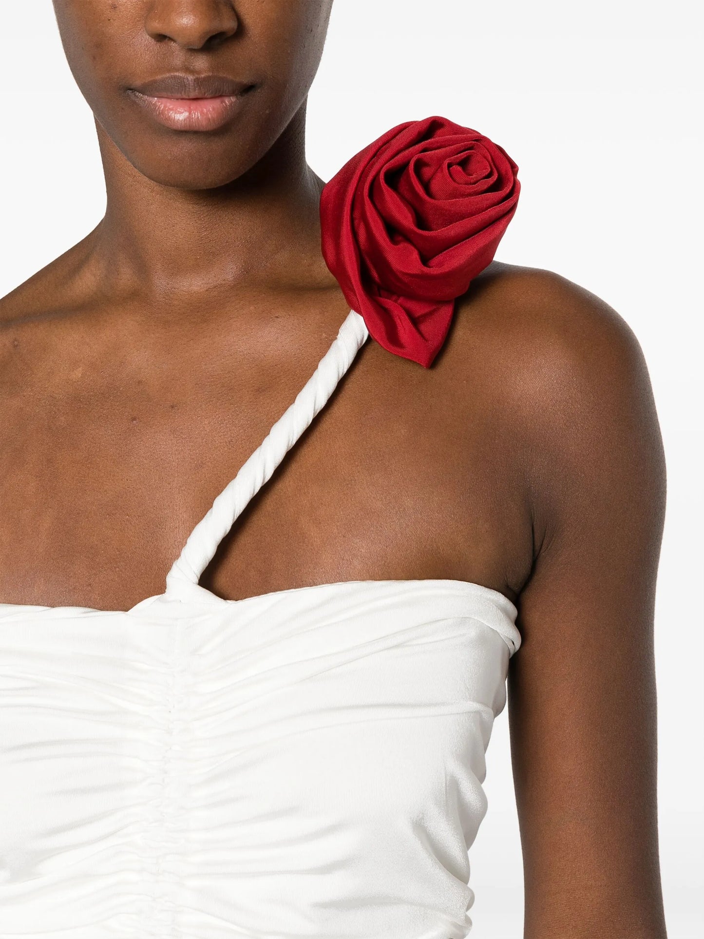 rose-appliqué gathered top
