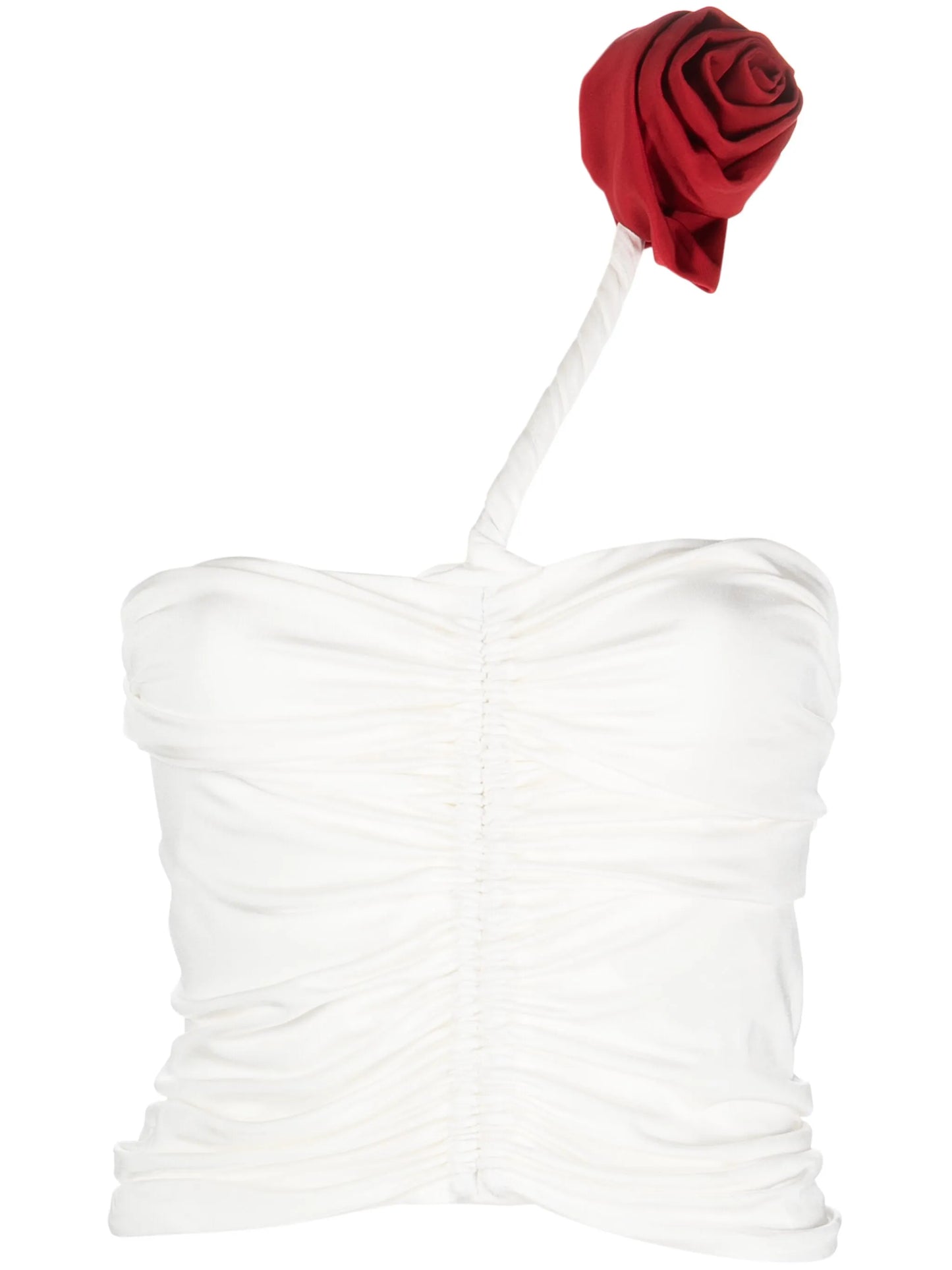 rose-appliqué gathered top