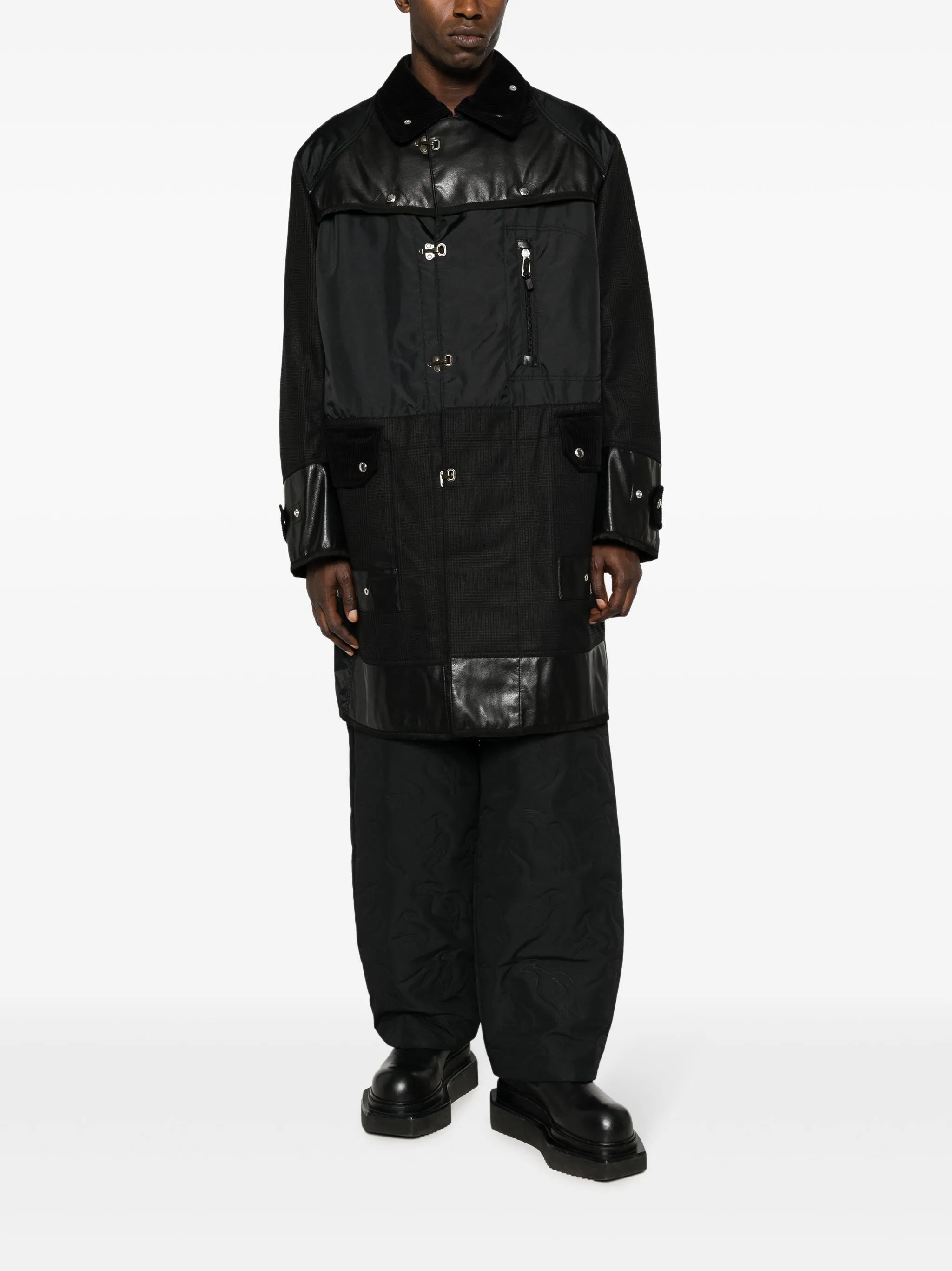 panelled single-breasted parka