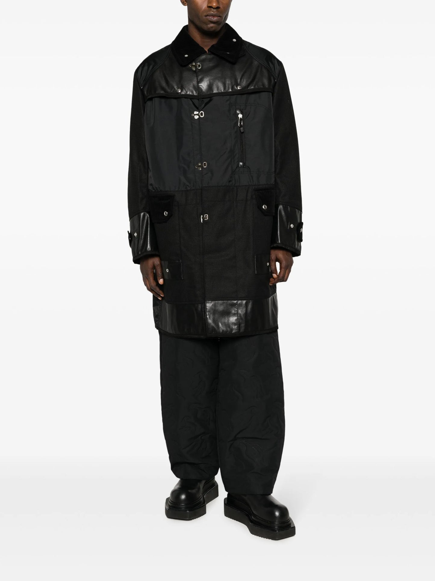 panelled single-breasted parka