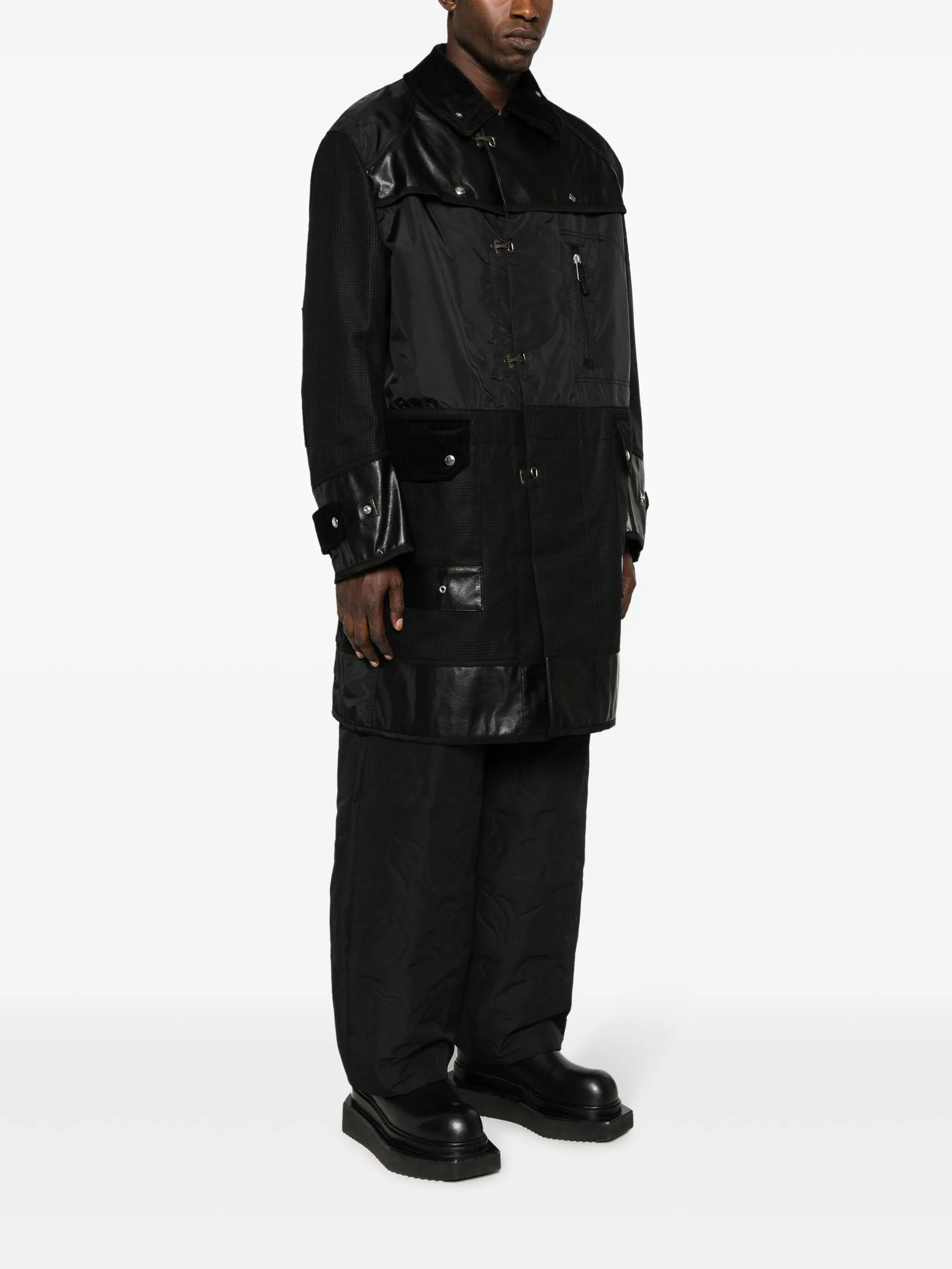panelled single-breasted parka
