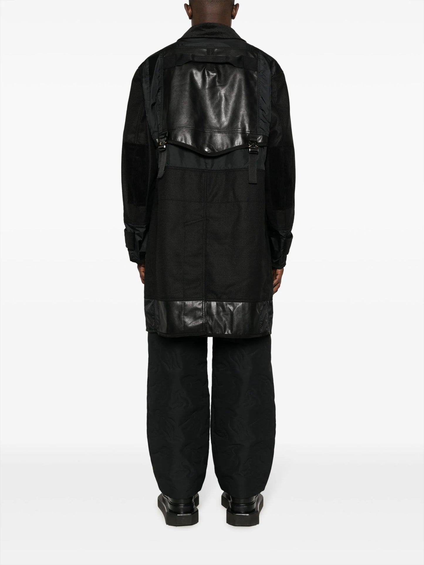 panelled single-breasted parka