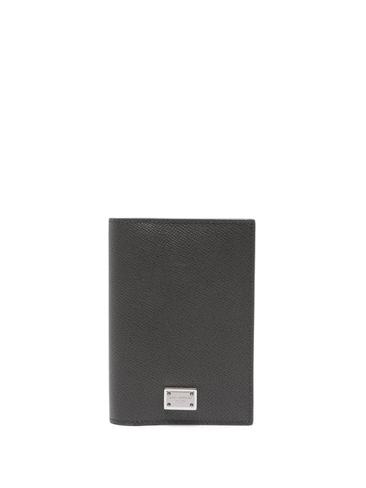 logo-plaque leather folded wallet