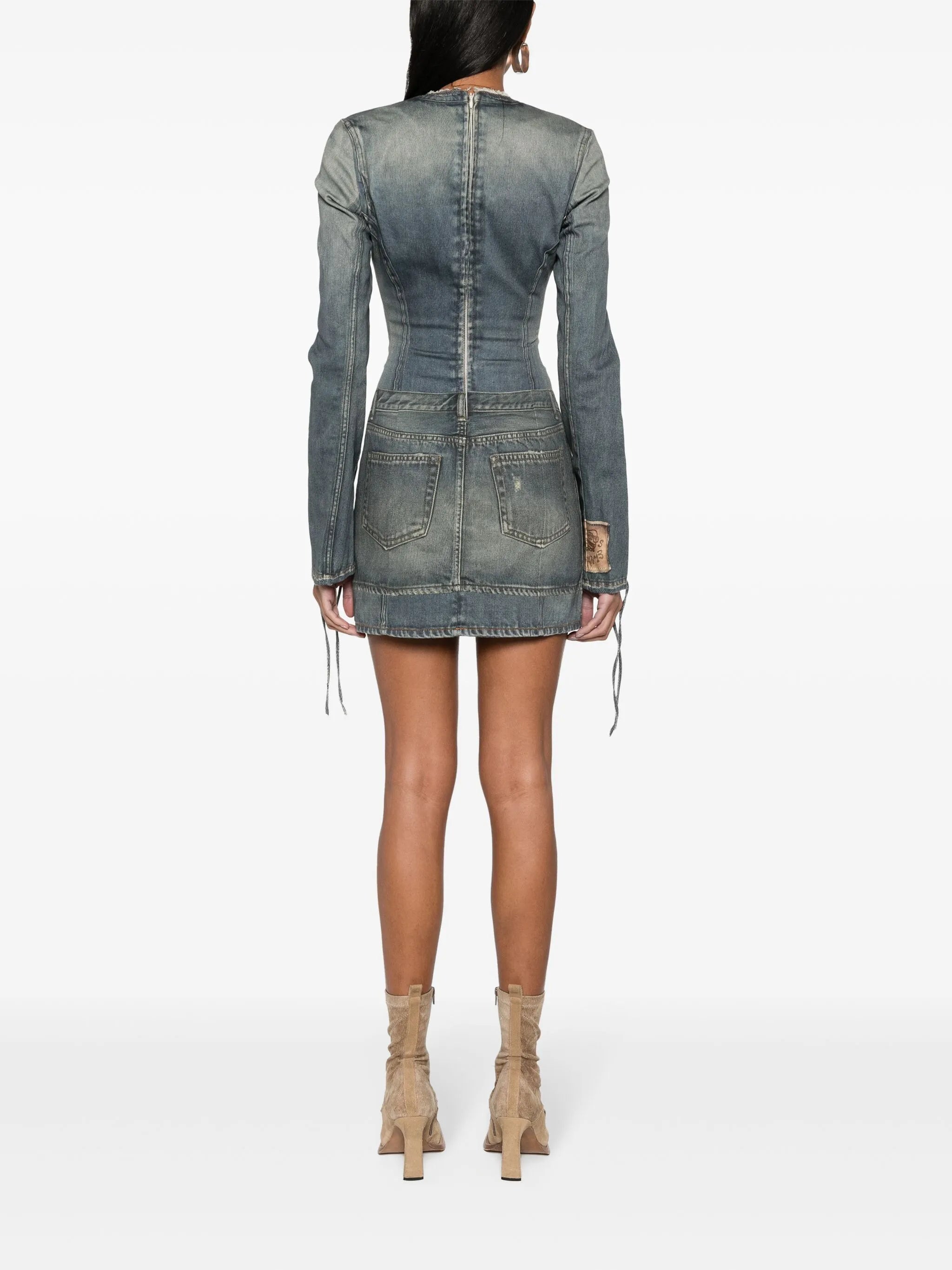 Trompe l'oeil-print cotton mini dress