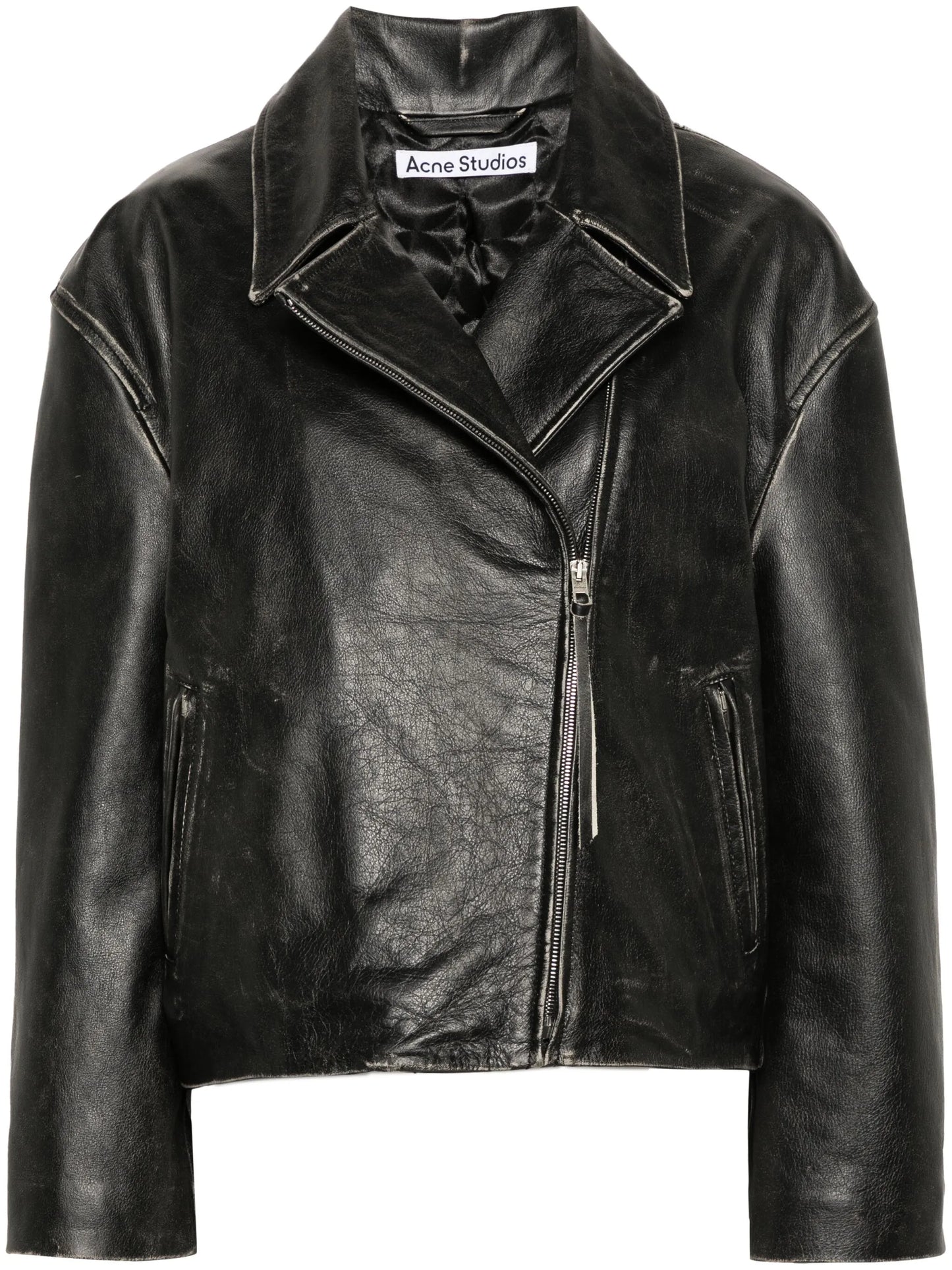 distressed-effect biker jacket