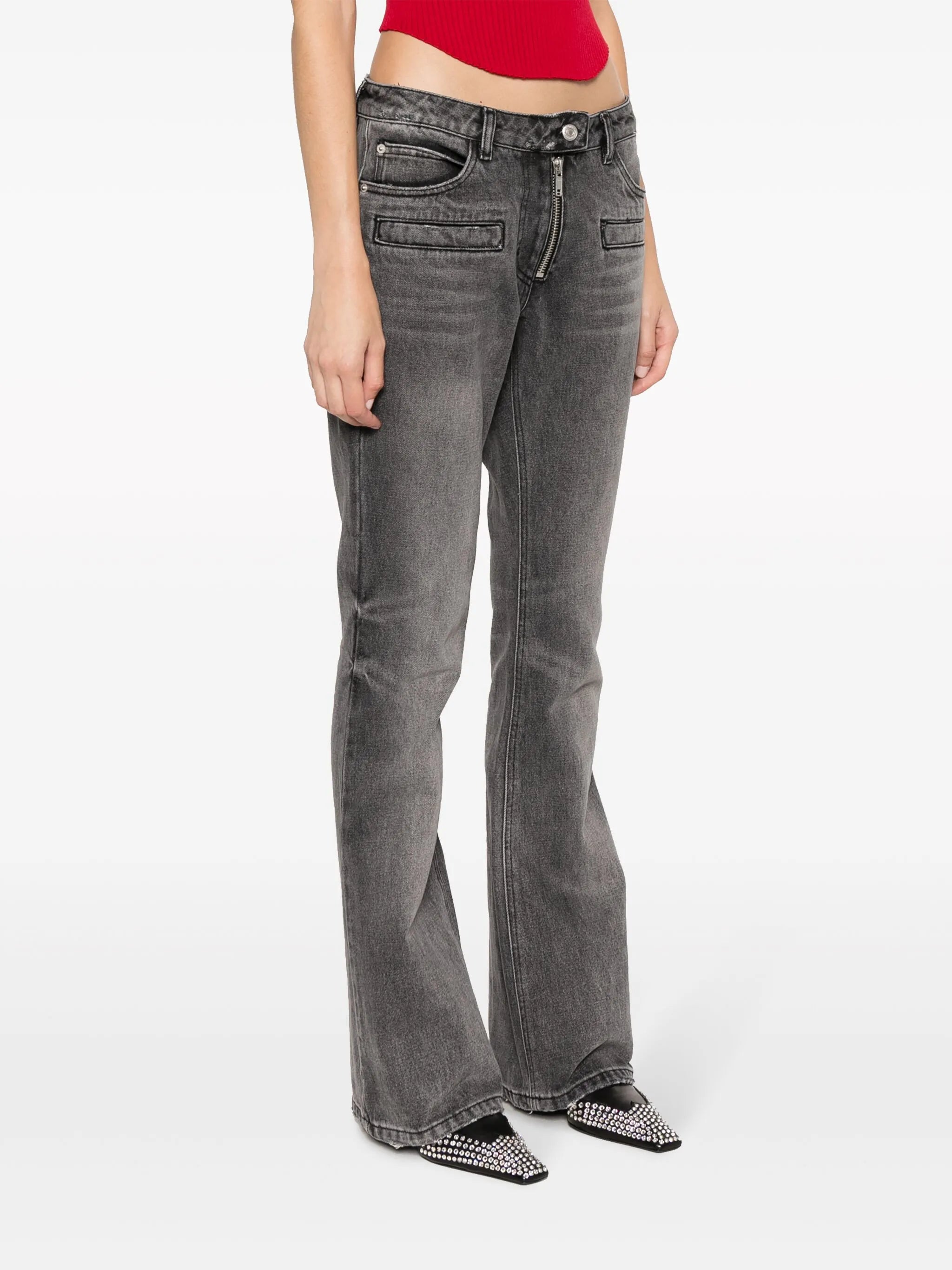 mid-rise cotton flare jeans