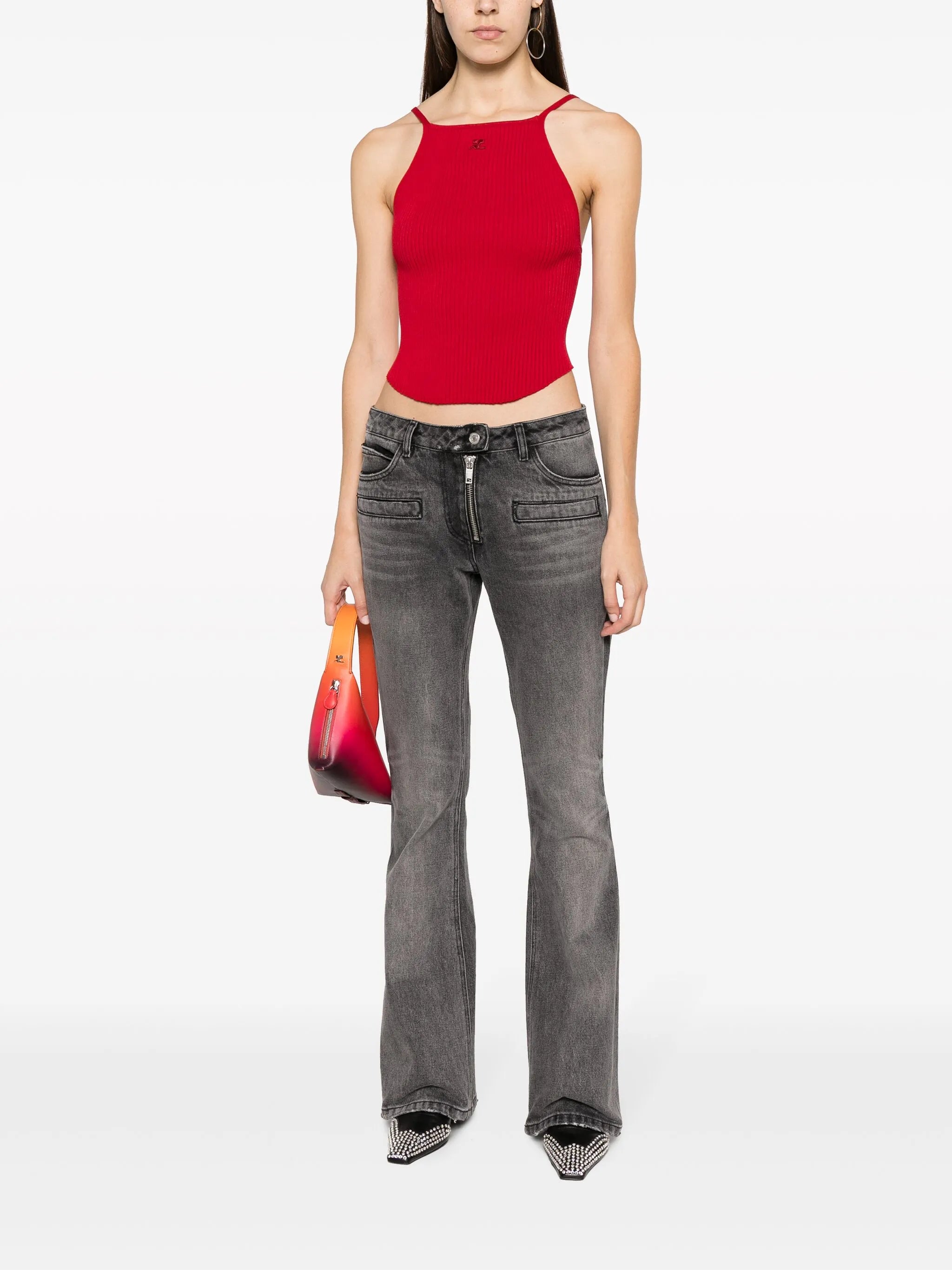 mid-rise cotton flare jeans