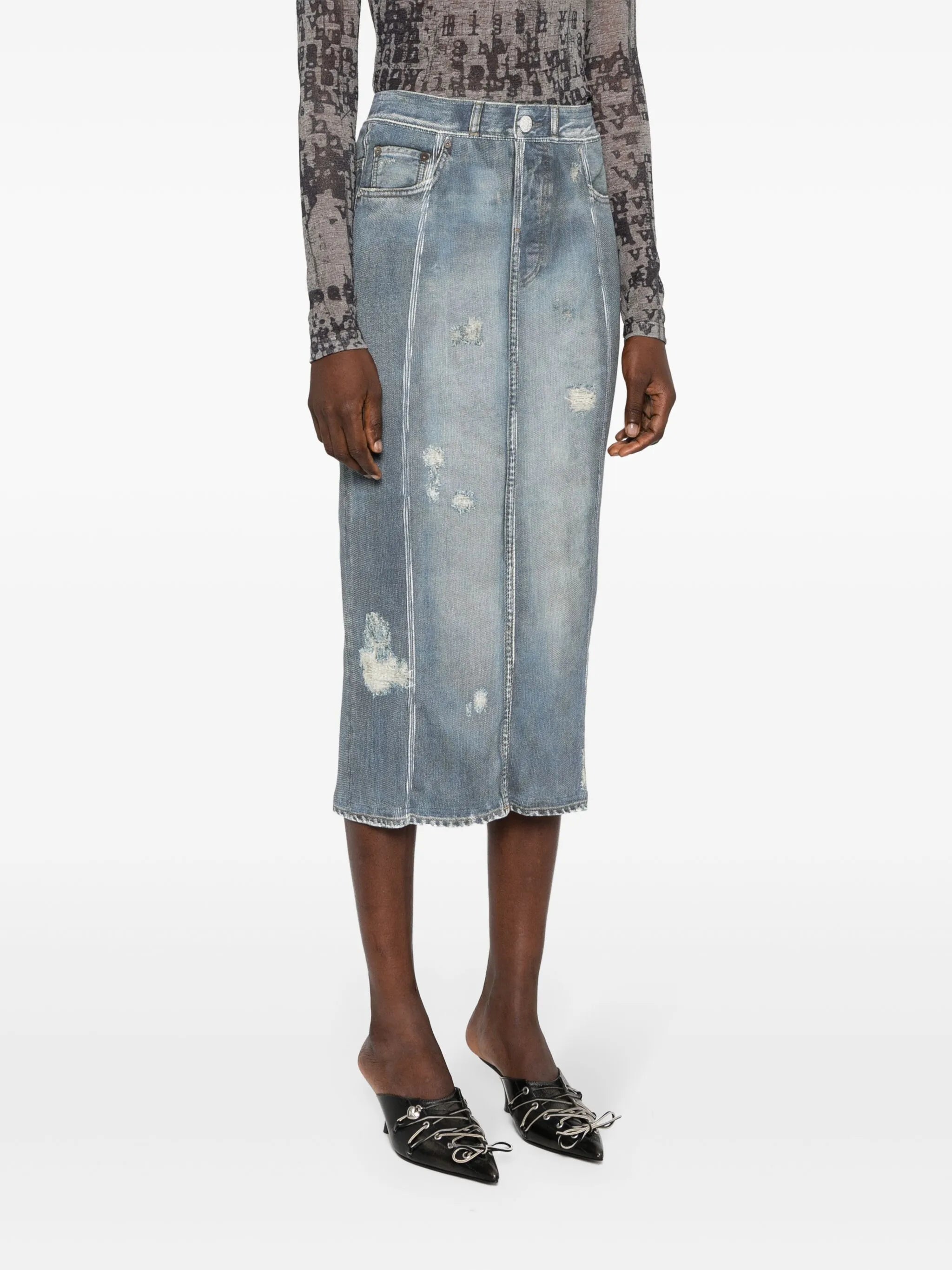 trompe-l'oeil midi skirt
