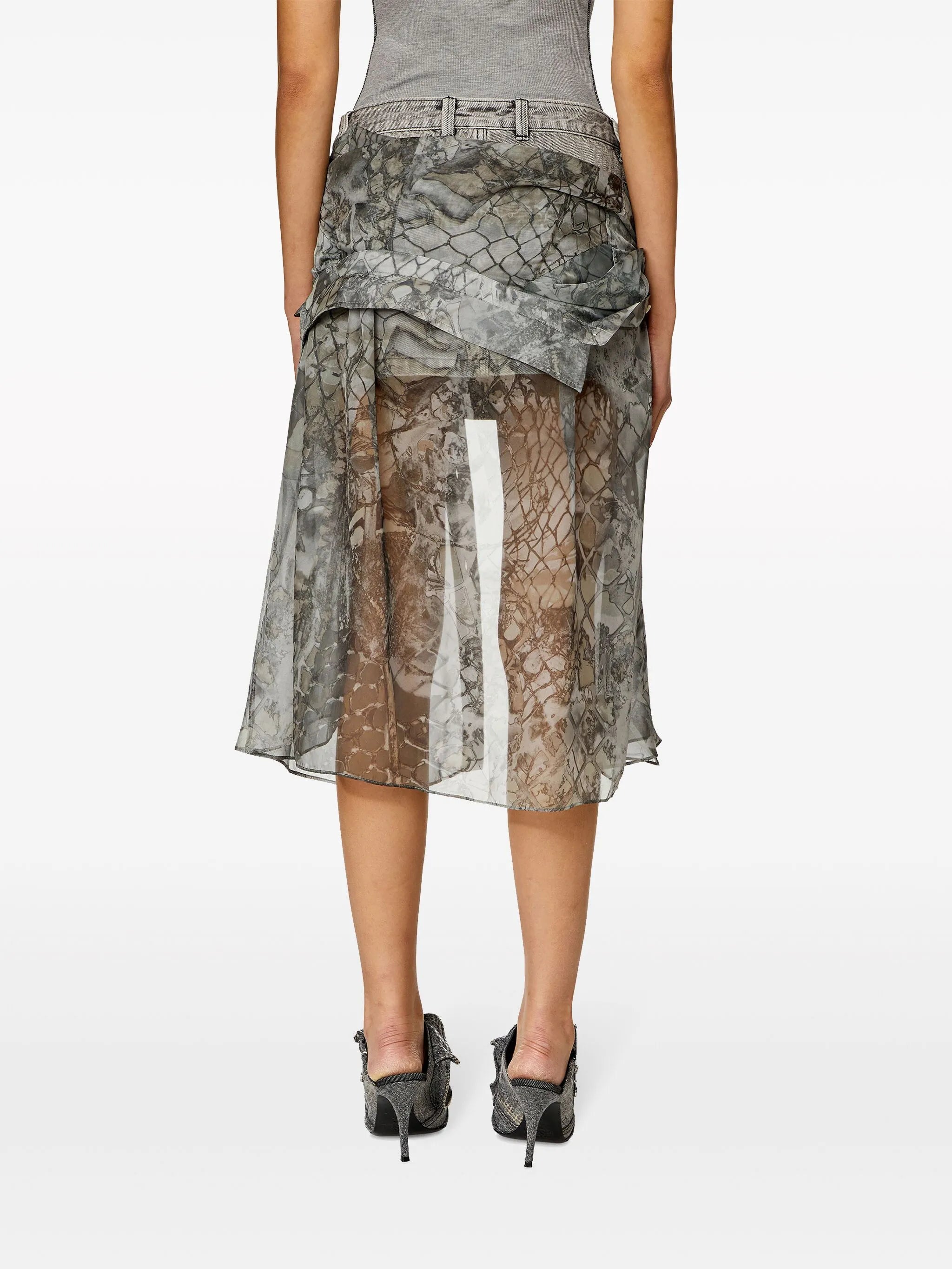 O-Jeany layered-design denim skirt
